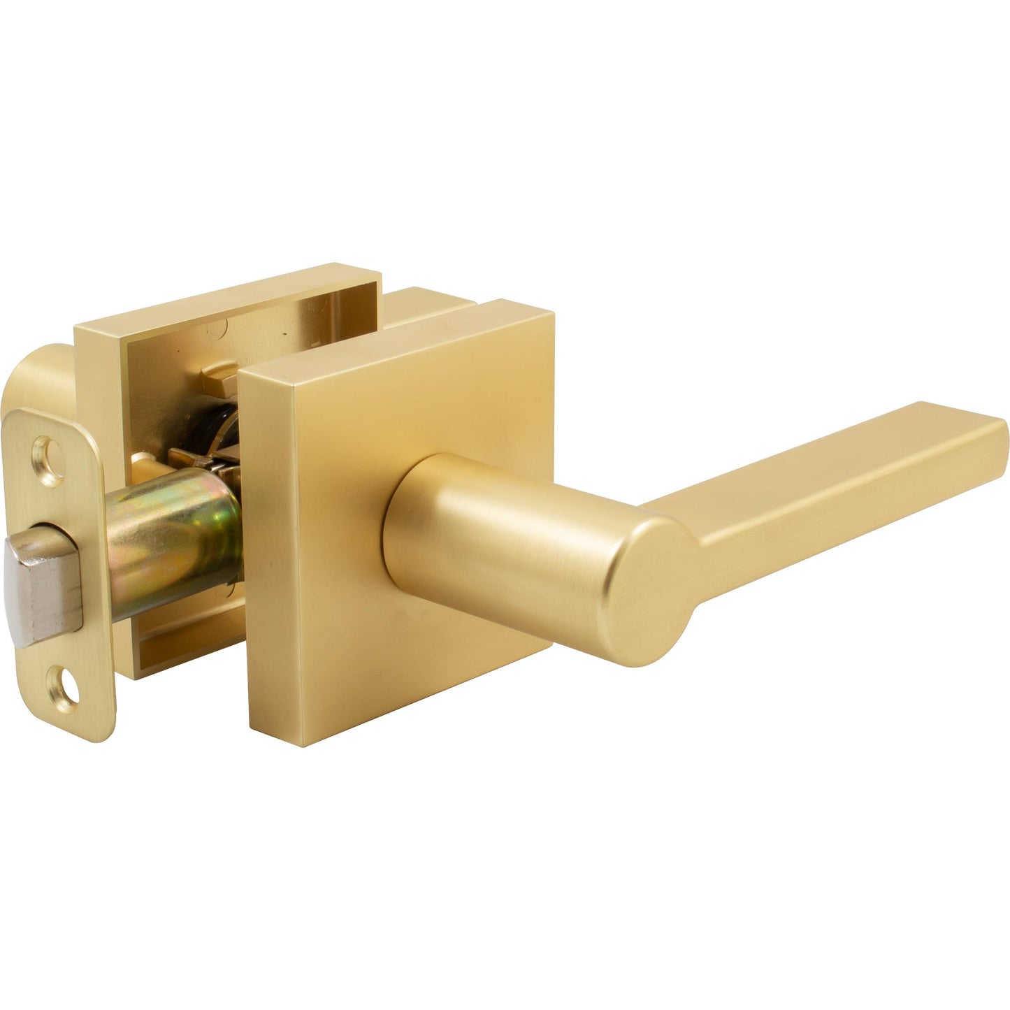 Stone Harbor Hardware Vienna Door Lever with Square Rosette, Passage (Hall/Closet) Latch, Satin Brass