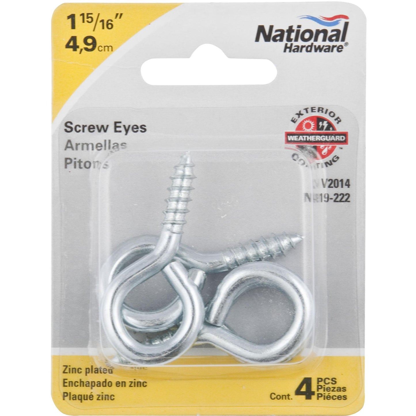 National Hardware - V2014 #6, 1-15/16" Screw Eye 4/pk - Zinc Plated