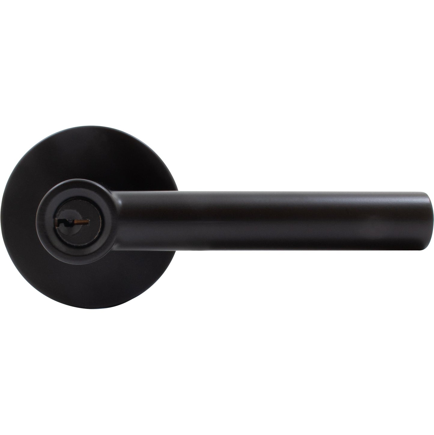 Stone Harbor Hardware Zurich Door Lever with Round Rosette, Entry Latch, KW Keyway, Matte Black