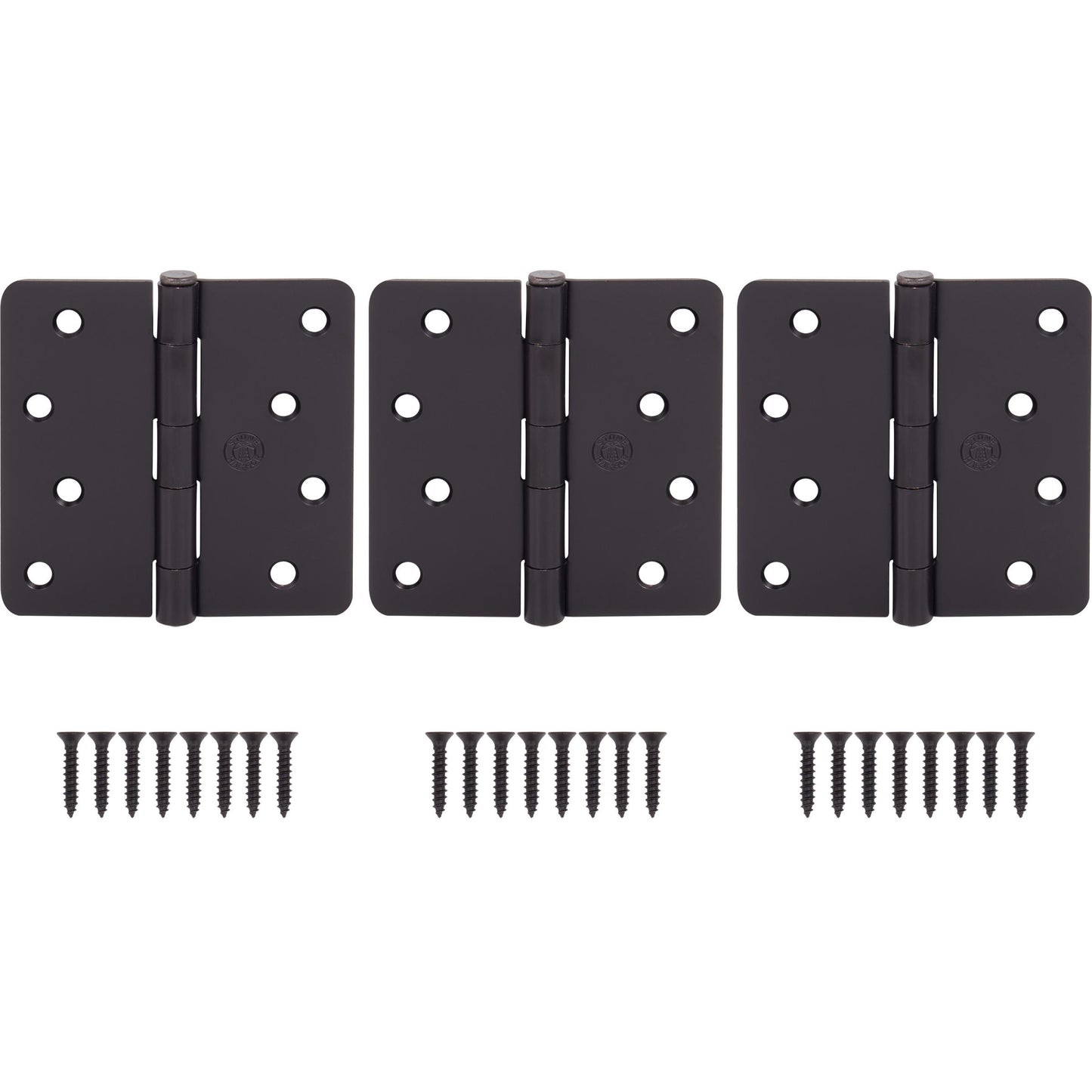 Stone Harbor Hardware 4" Door Hinges, 1/4" Radius Corner, Oil-Rubbed Bronze, 3-Pack