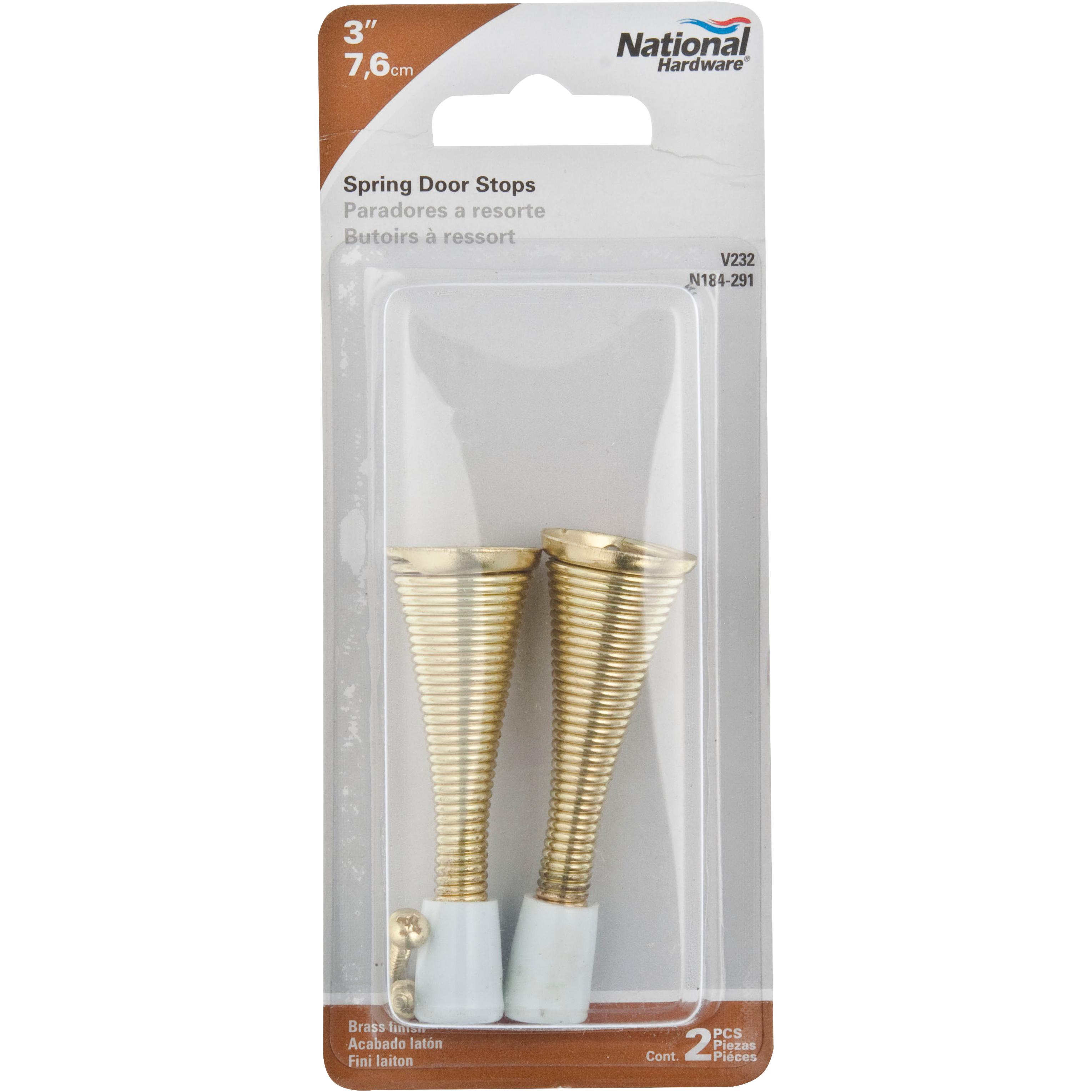 National Hardware - V232 3" Spring Door Stop 2/pk - Polished Brass
