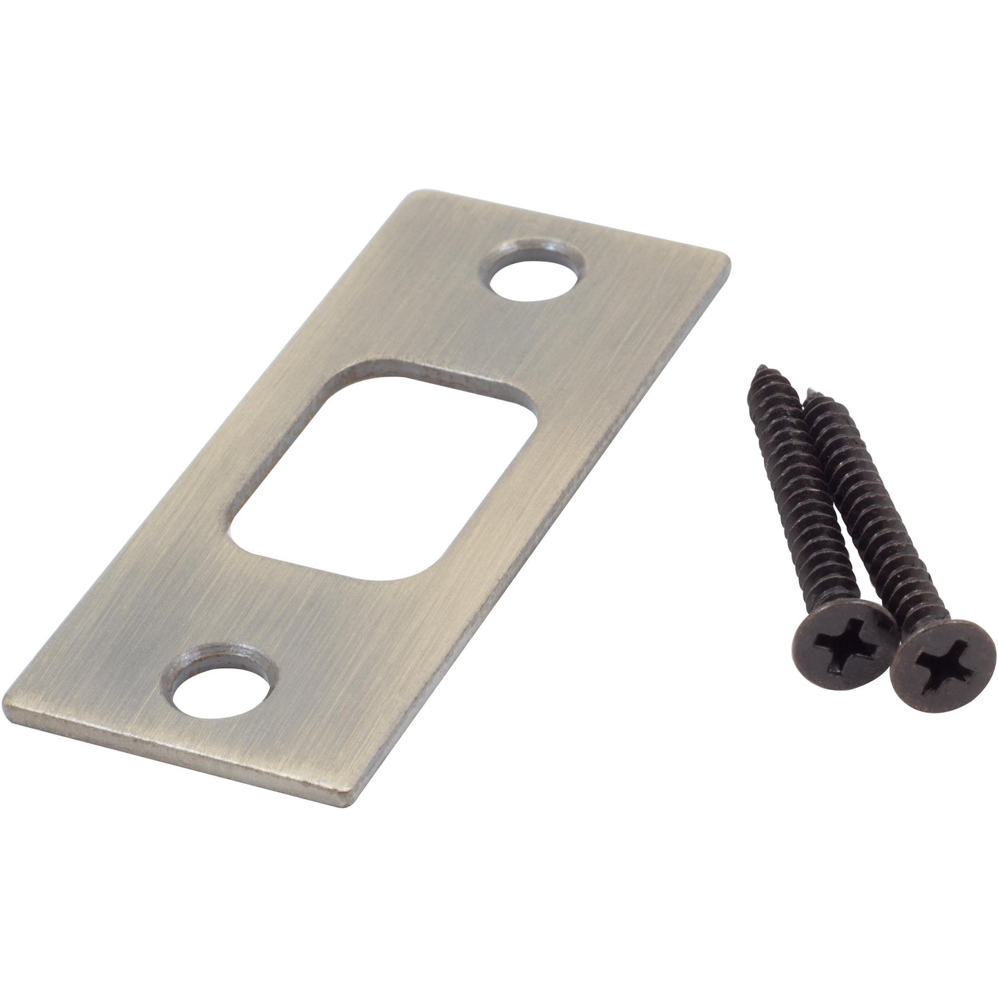 Stone Harbor Hardware Square Corner Deadbolt Strike Plate, 1-1/8" x 2-3/4", 2-1/8" Center-to-Center, Antique Brass