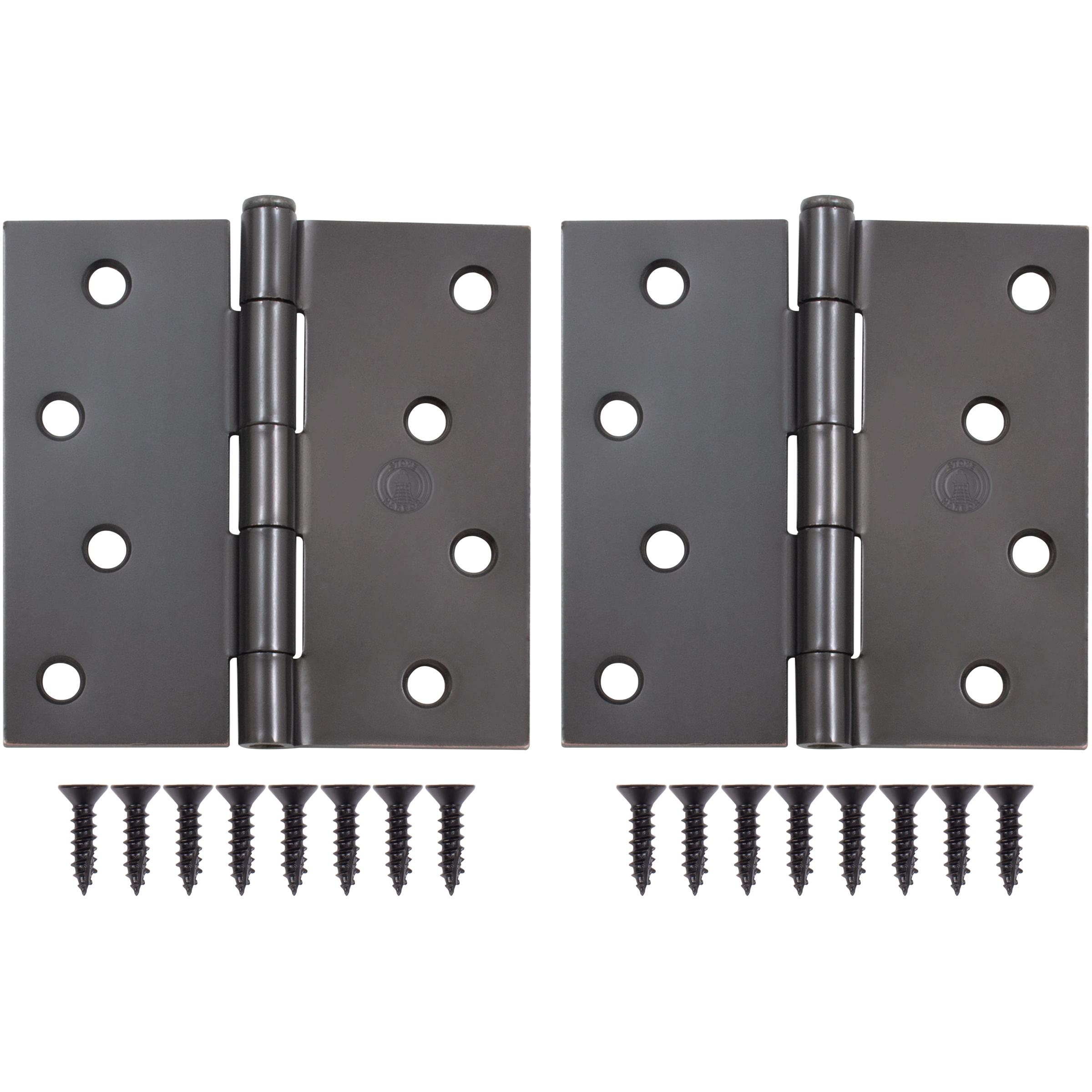 Stone Harbor Hardware 4" Door Hinges, Square Corner, Vintage Bronze, 2-Pack