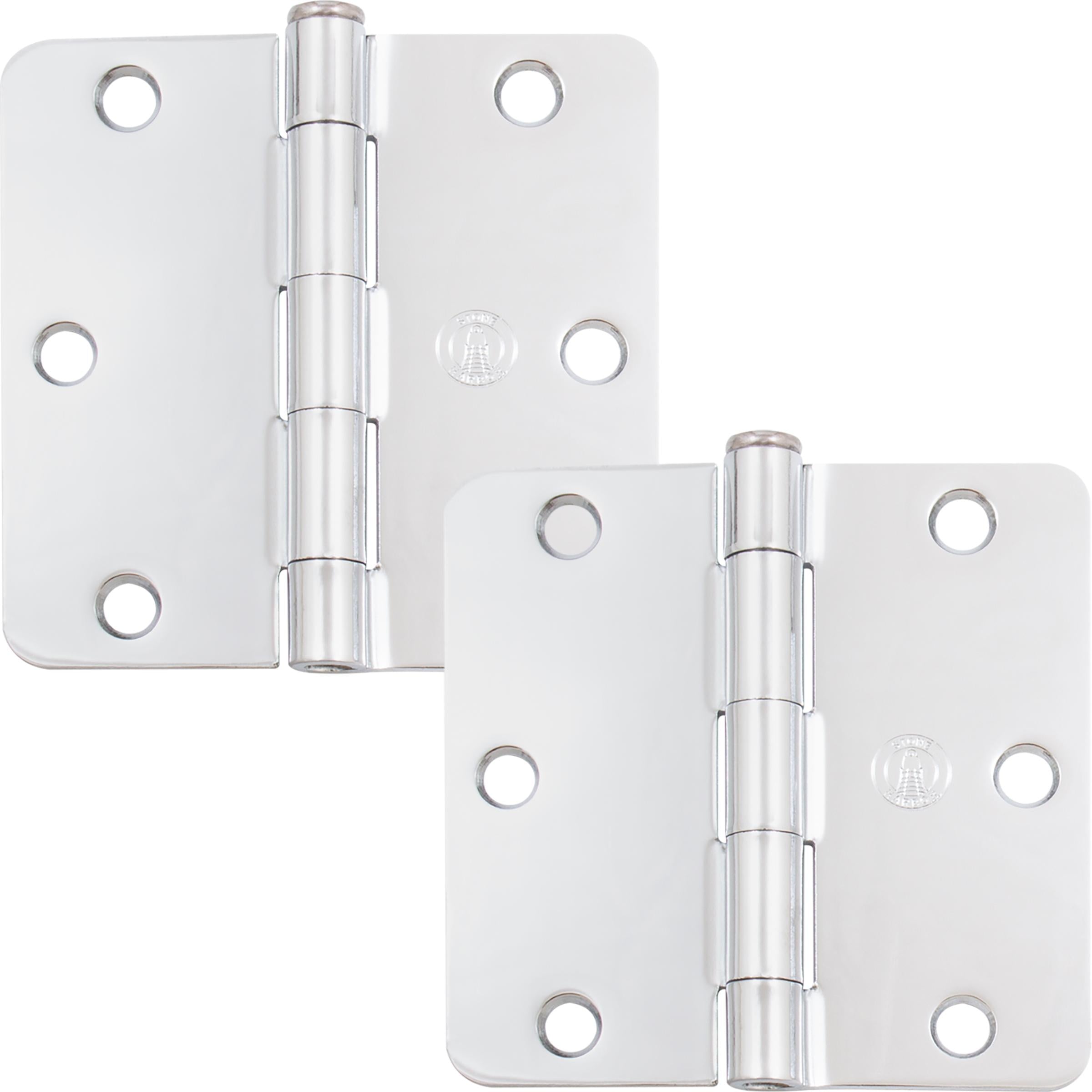 Stone Harbor Hardware 3-1/2" Door Hinges, 1/4" Radius Corner, Polished Chrome, 2-Pack