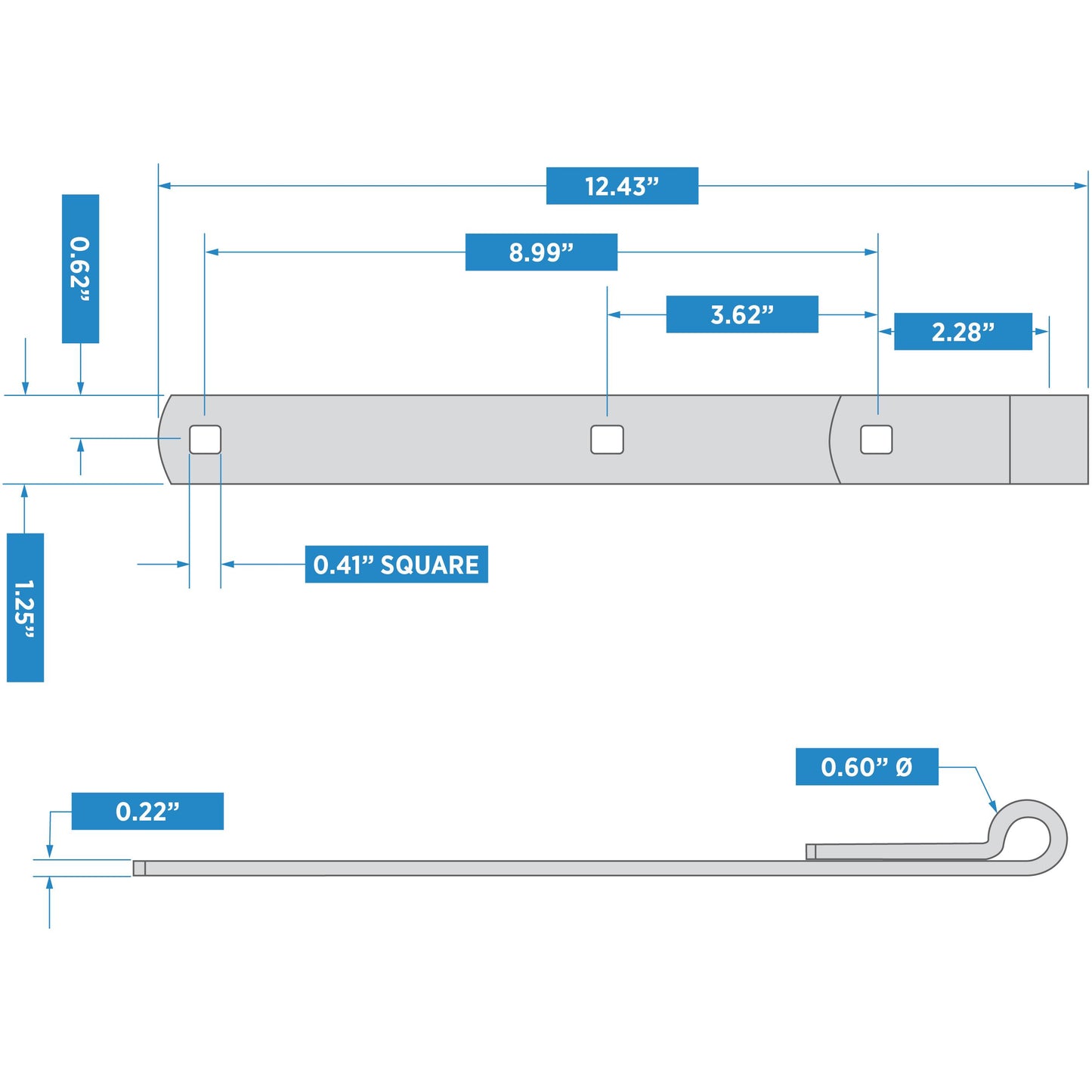National Hardware - 294BC 12" Hinge Strap - Zinc Plated