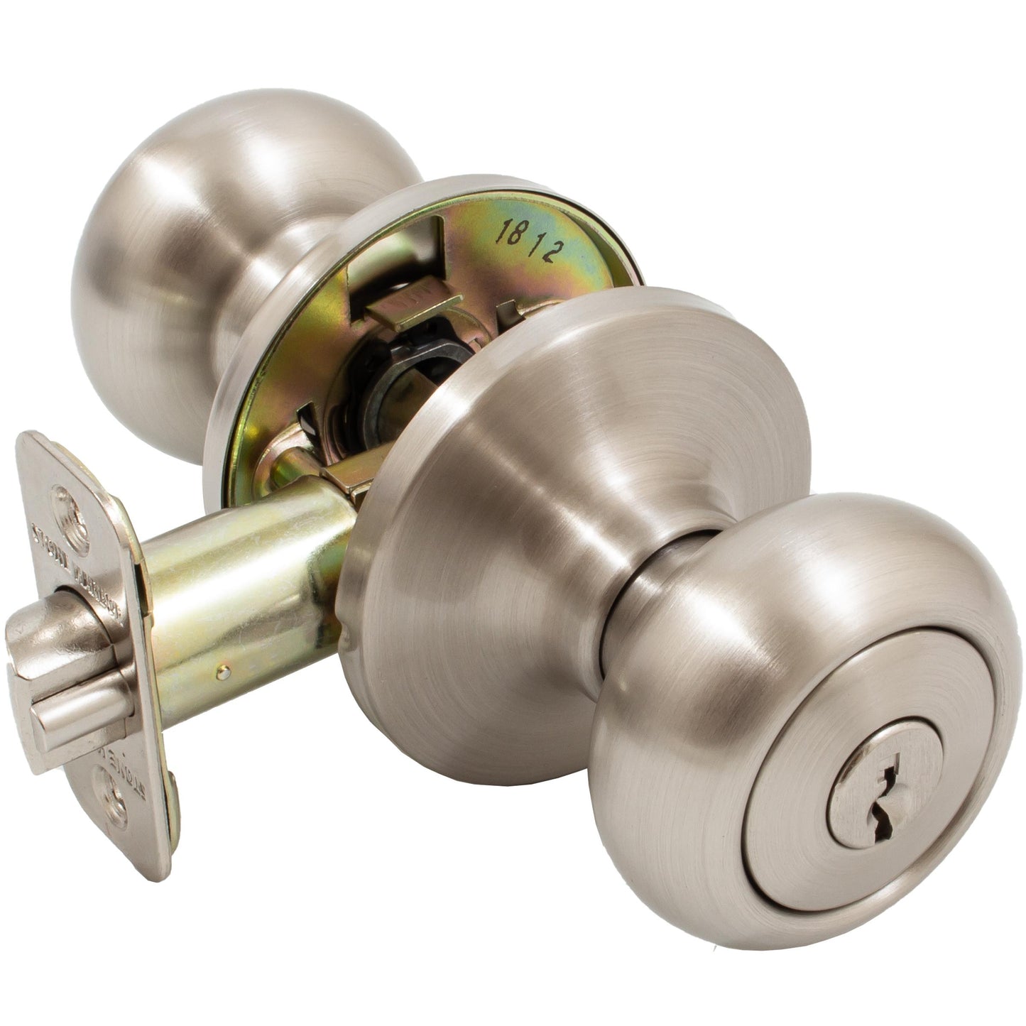 Stone Harbor Hardware Highland Door Knob, Entry Latch, WR5 Keyway, Satin Nickel