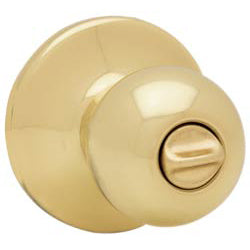 Kwikset 300P 3 CP Polo Bed and Bath Knob, Polished Brass