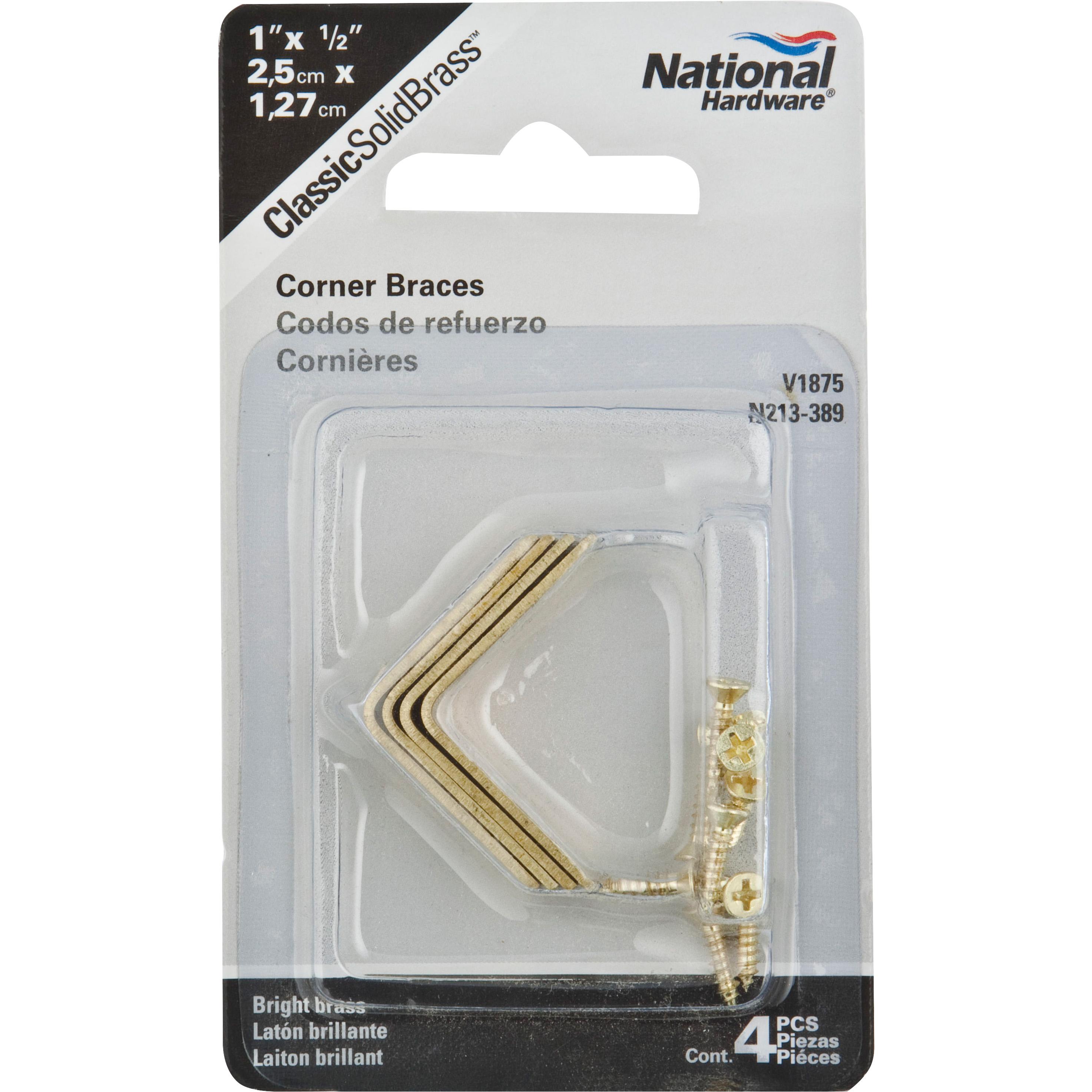V1875 1" x 1/2" Corner Brace 4/pk - Polished Brass