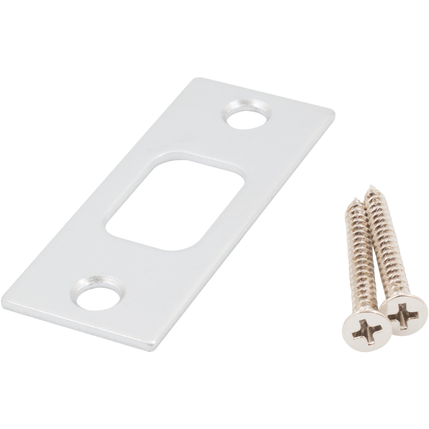 Stone Harbor Hardware Square Corner Deadbolt Strike Plate, 1-1/8" x 2-3/4", 2-1/8" Center-to-Center, Satin Chrome