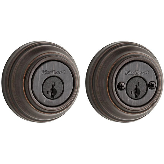 Double Cylinder Round Deadbolt - 985 Series SmartKey with Round Corner Latch - Clearpack
