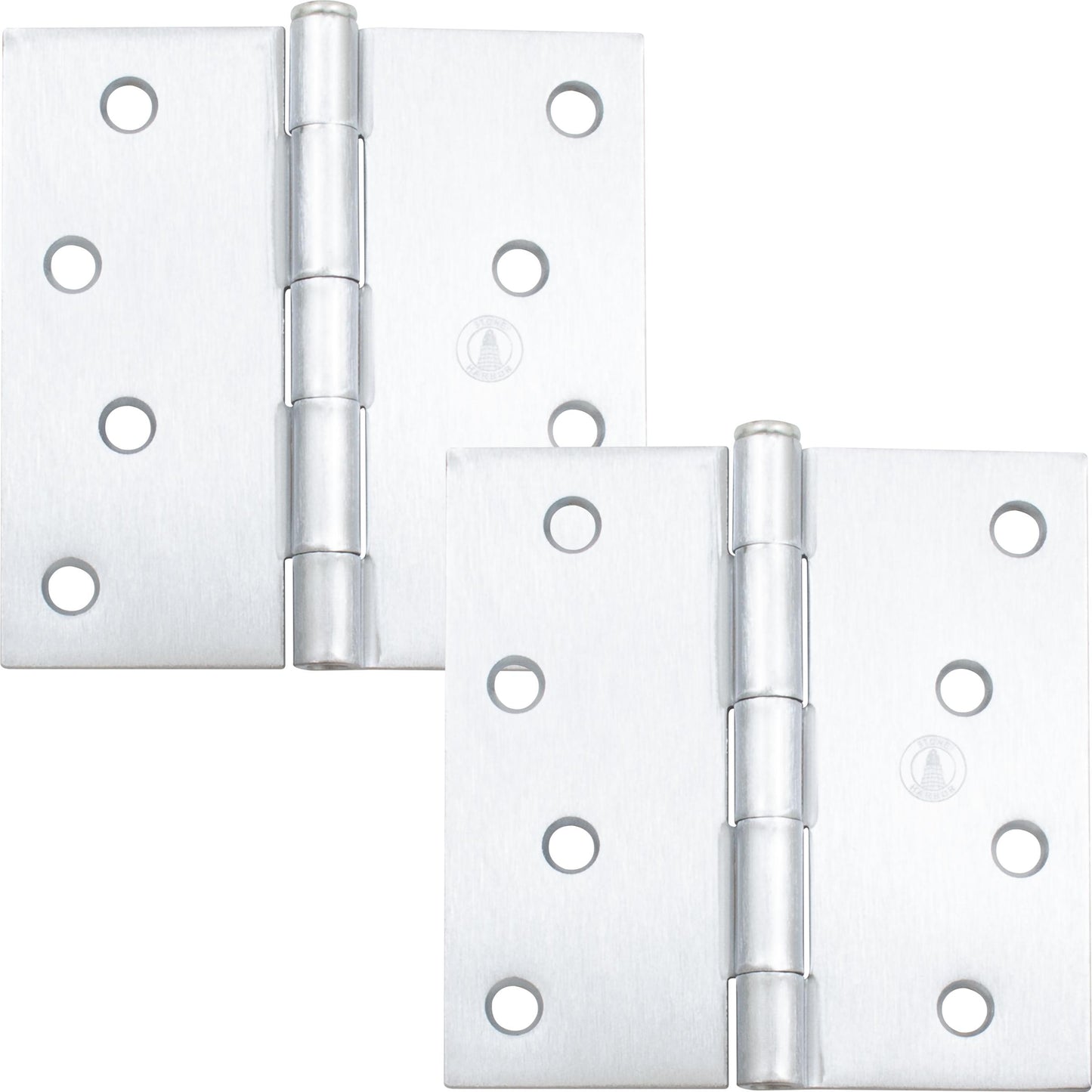 Stone Harbor Hardware 4" Door Hinges, Square Corner, Satin Chrome, 2-Pack