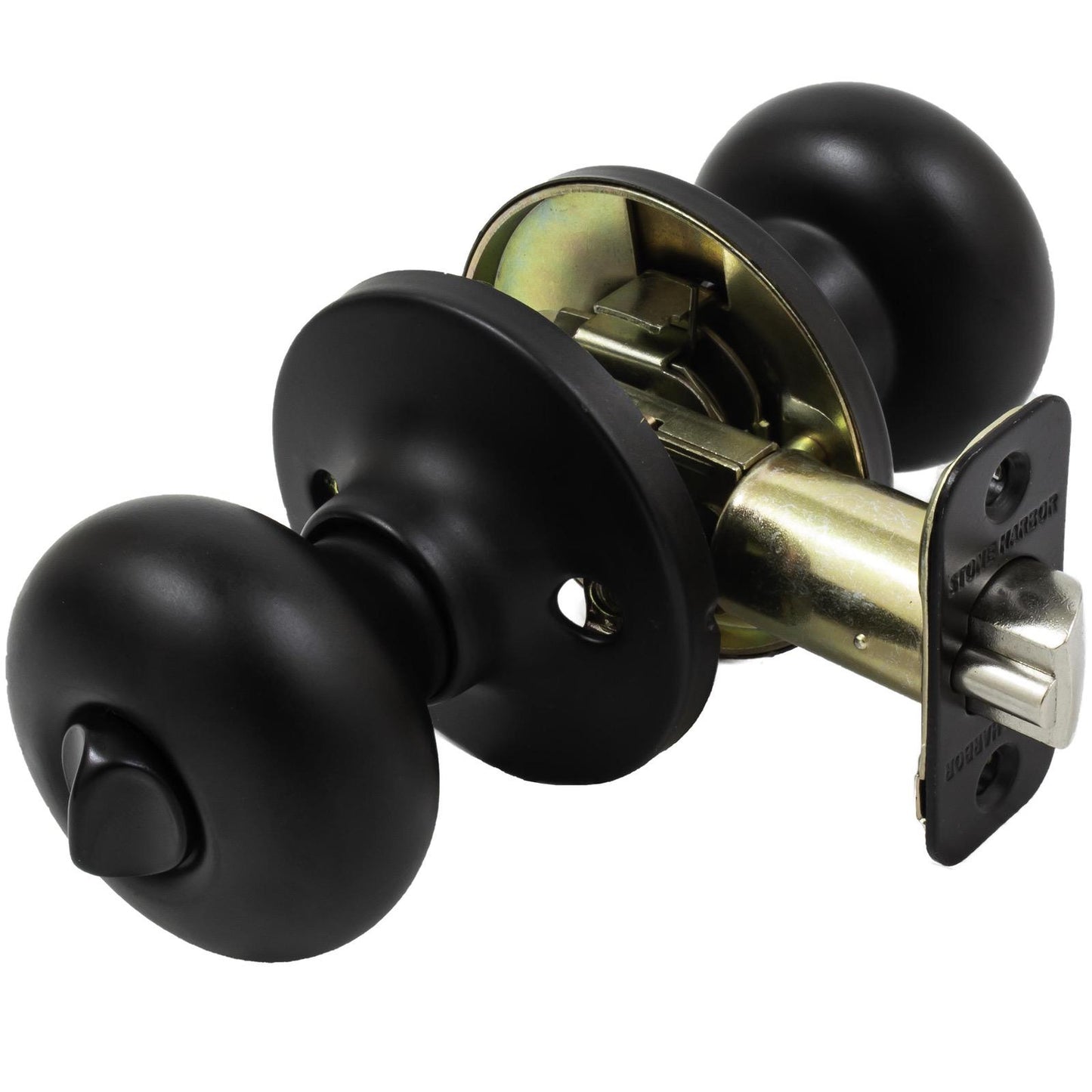 Stone Harbor Hardware Highland Door Knob, Entry Latch, SC Keyway, Matte Black