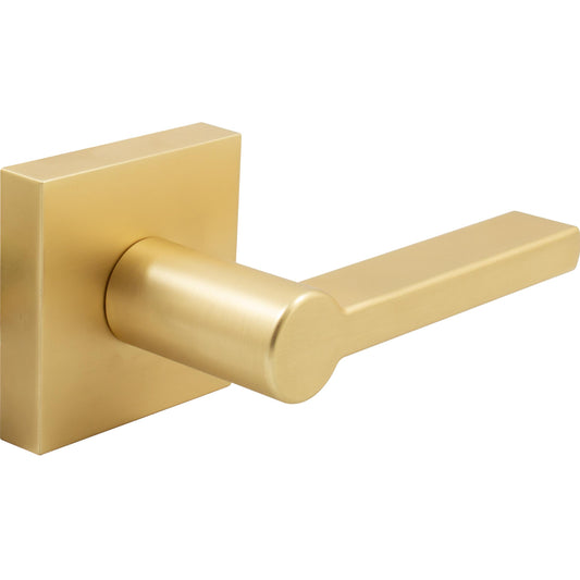 Stone Harbor Hardware Vienna Door Lever with Square Rosette, Passage (Hall/Closet) Latch, Satin Brass