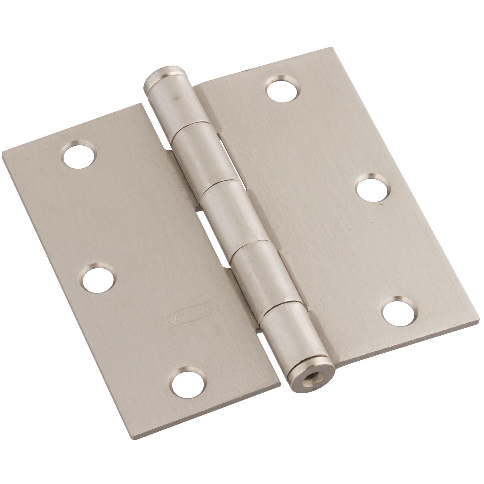 National Hardware - N830-326 V512 3-1/2" SQR Hinge, 3 pack - Satin Nickel