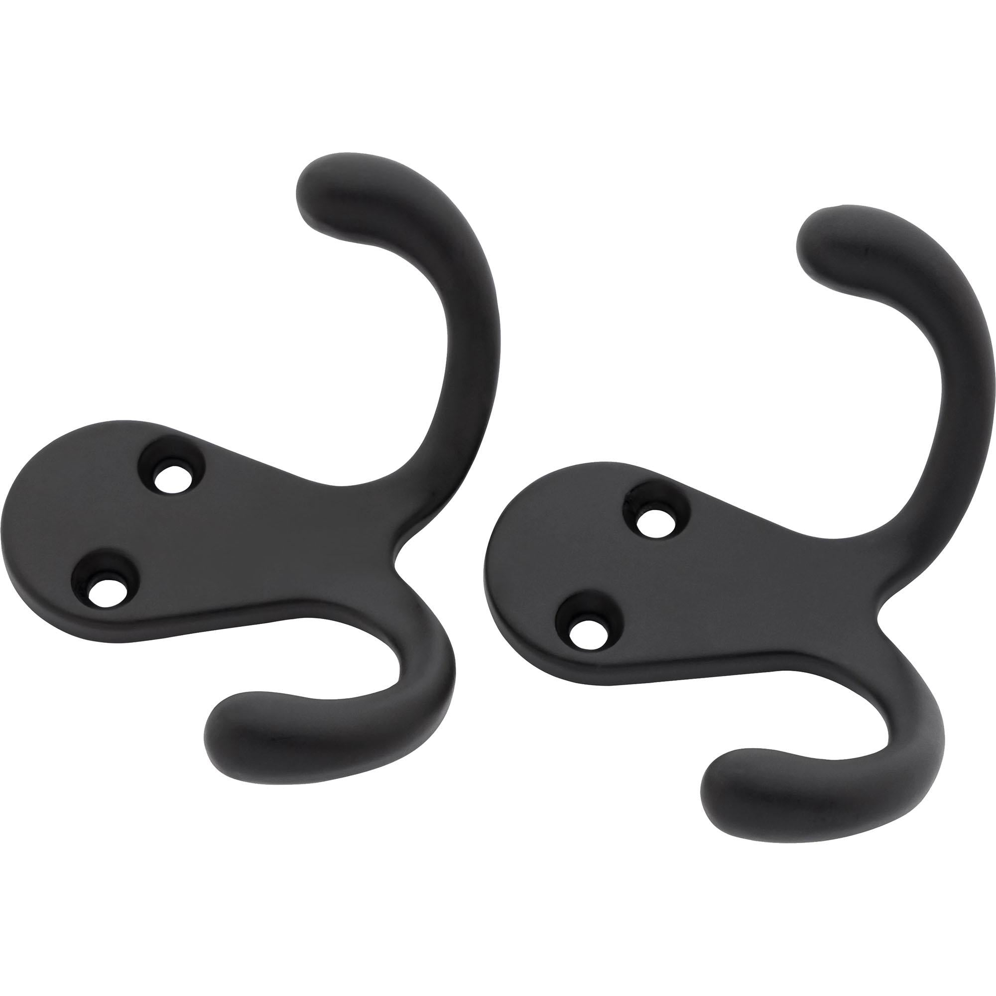 V163 Double Clothes Hook 2/pk - Matte Black