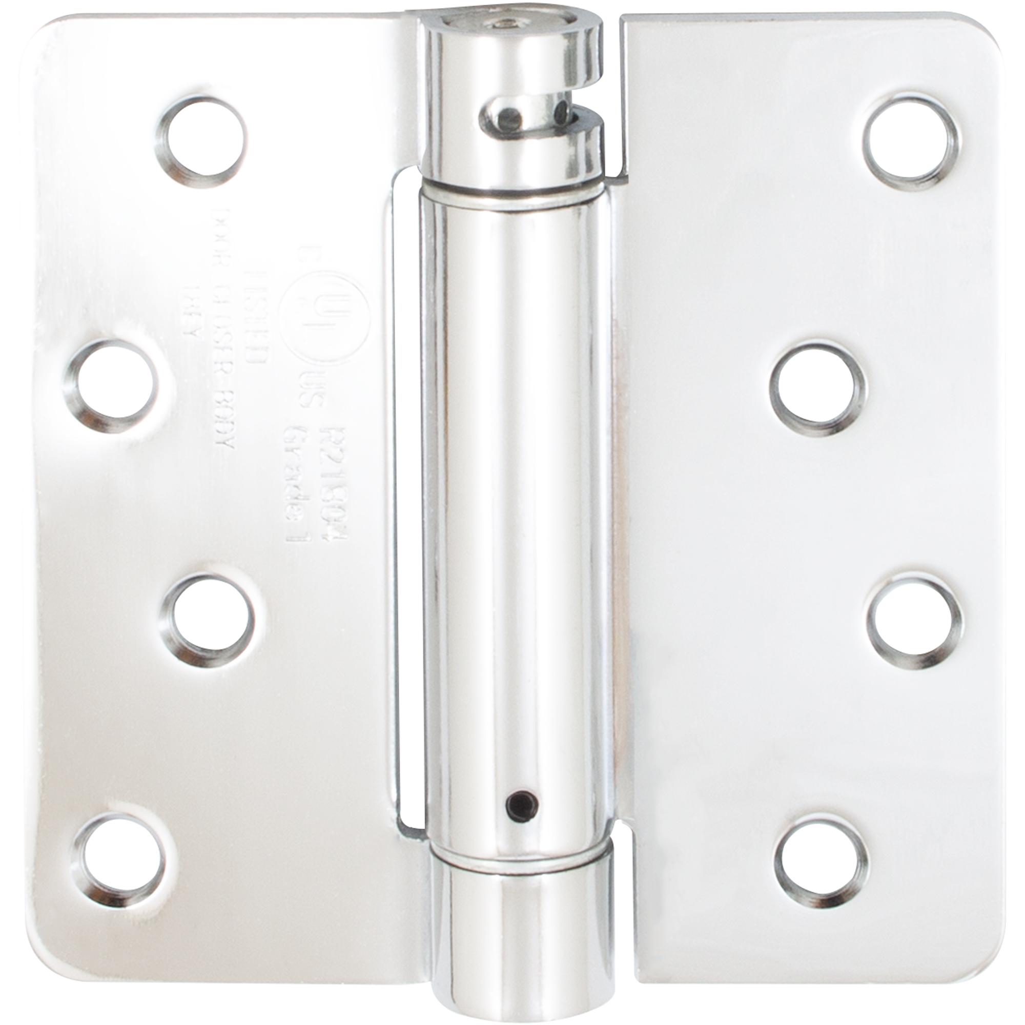Stone Harbor Hardware Self-Closing Door Hinge, 4 Inches, 1/4" Radius Corner, Polished Chrome