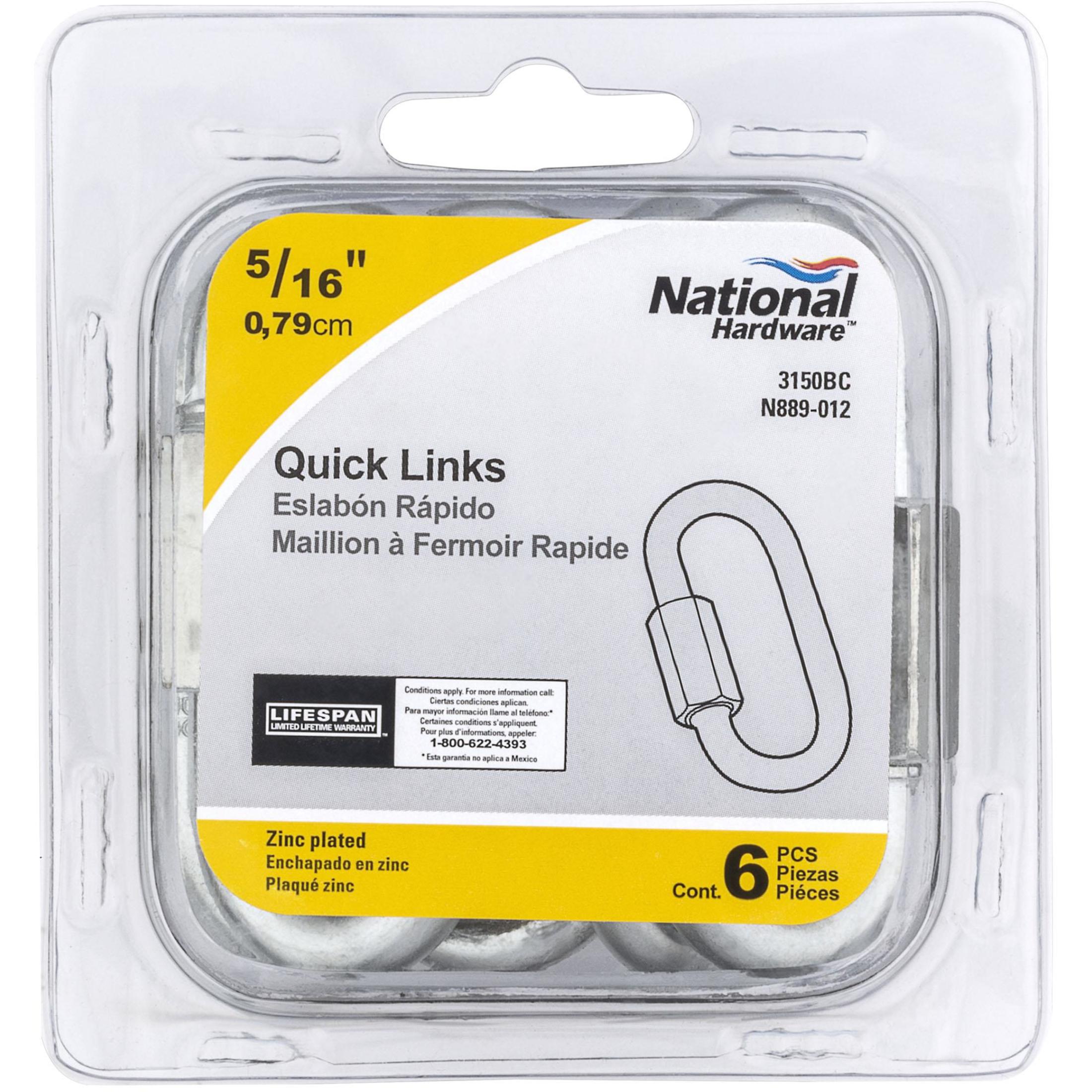 National Hardware - N889-012 V3150, 5/16" Quick Link in Zinc Plated, 6 pack