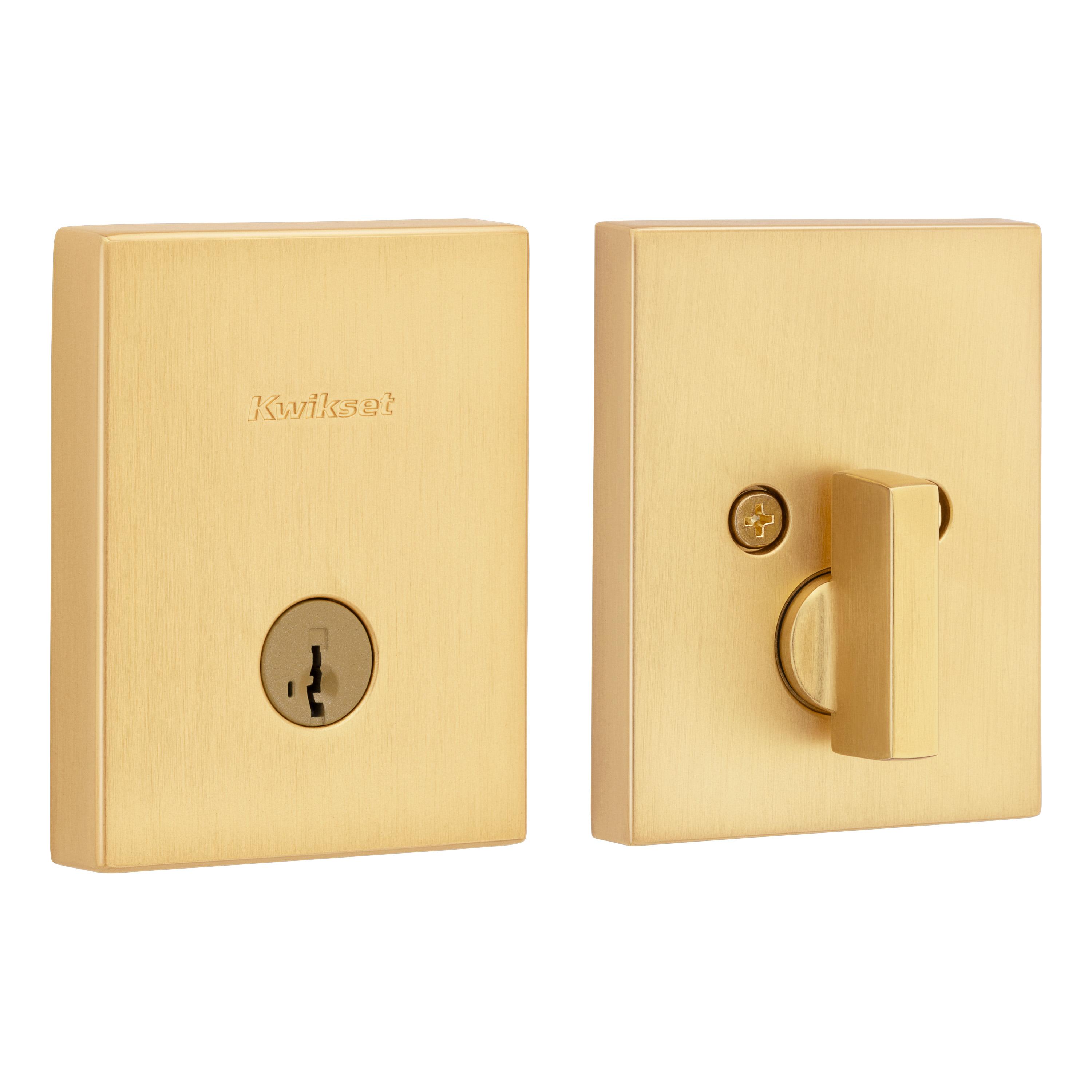 258 RCT SMT 4 6AL STRKP K3 San Clemente Rectangular 1-Cyl Deadbolt Satin Brass