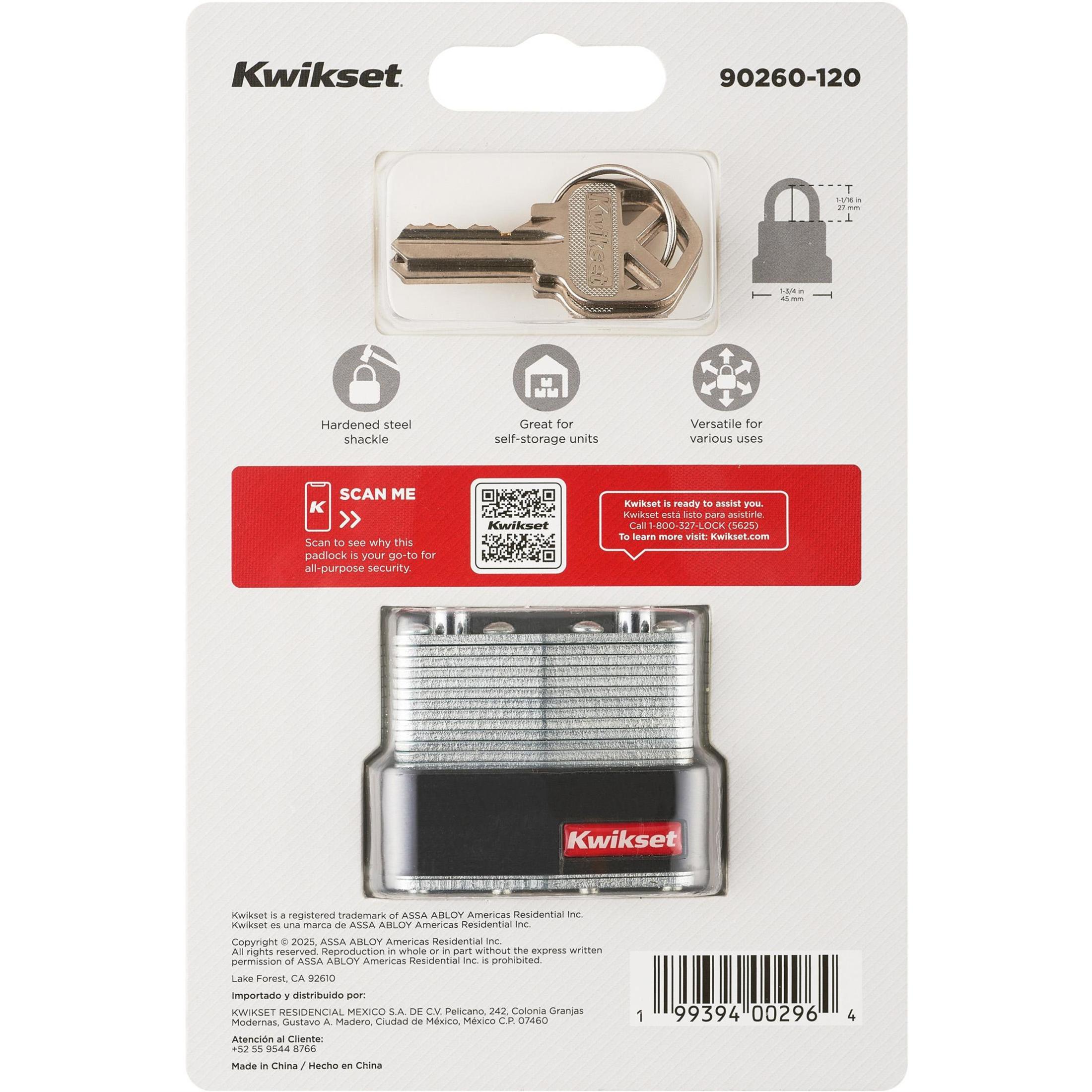 Kwikset 1-3/4" Laminated Padlock with 1-1/16" Shackle