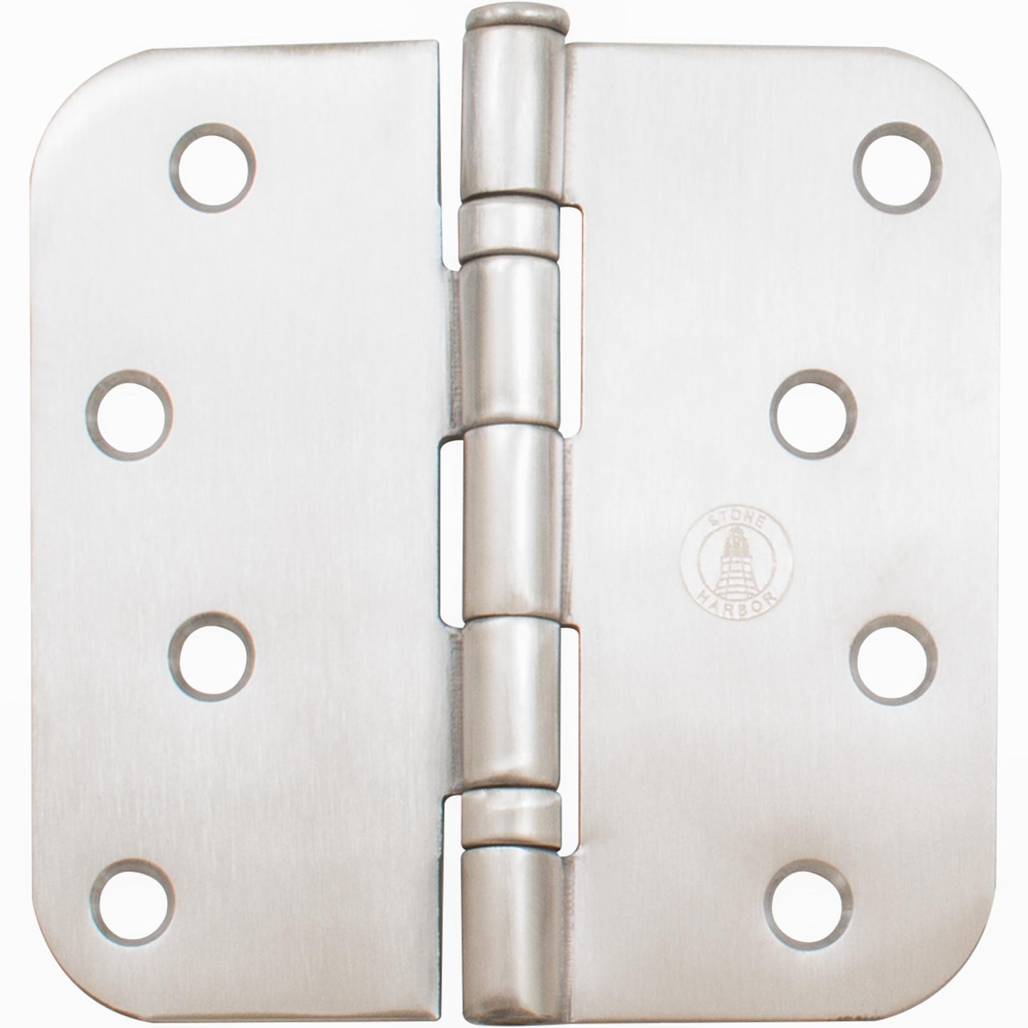 Stone Harbor Hardware 4" Ball-Bearing Door Hinges, 5/8" Radius Corner, Satin Stainless Steel, 2-Pack