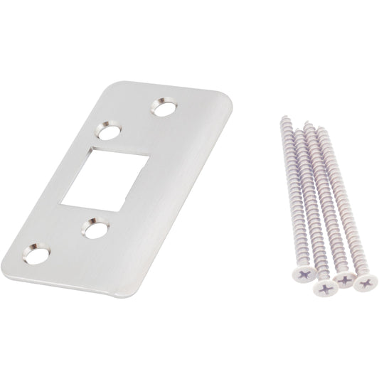 Stone Harbor Hardware Jamb Saver Strike Plate, 1-7/8" x 3-5/8", 2-1/4" Center-to-Center, Satin Nickel