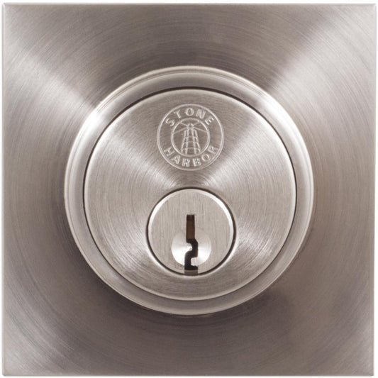Stone Harbor Hardware Grade 3 Contemporary Square Deadbolt, KW Keyway, Satin Nickel