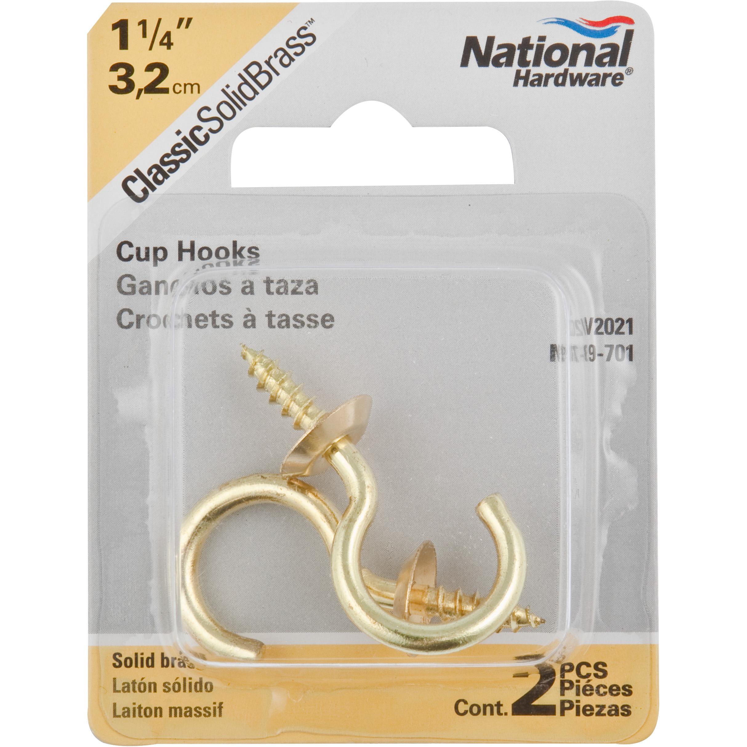 V2021 1-1/4" Cup Hook 2/pk - Polished Brass