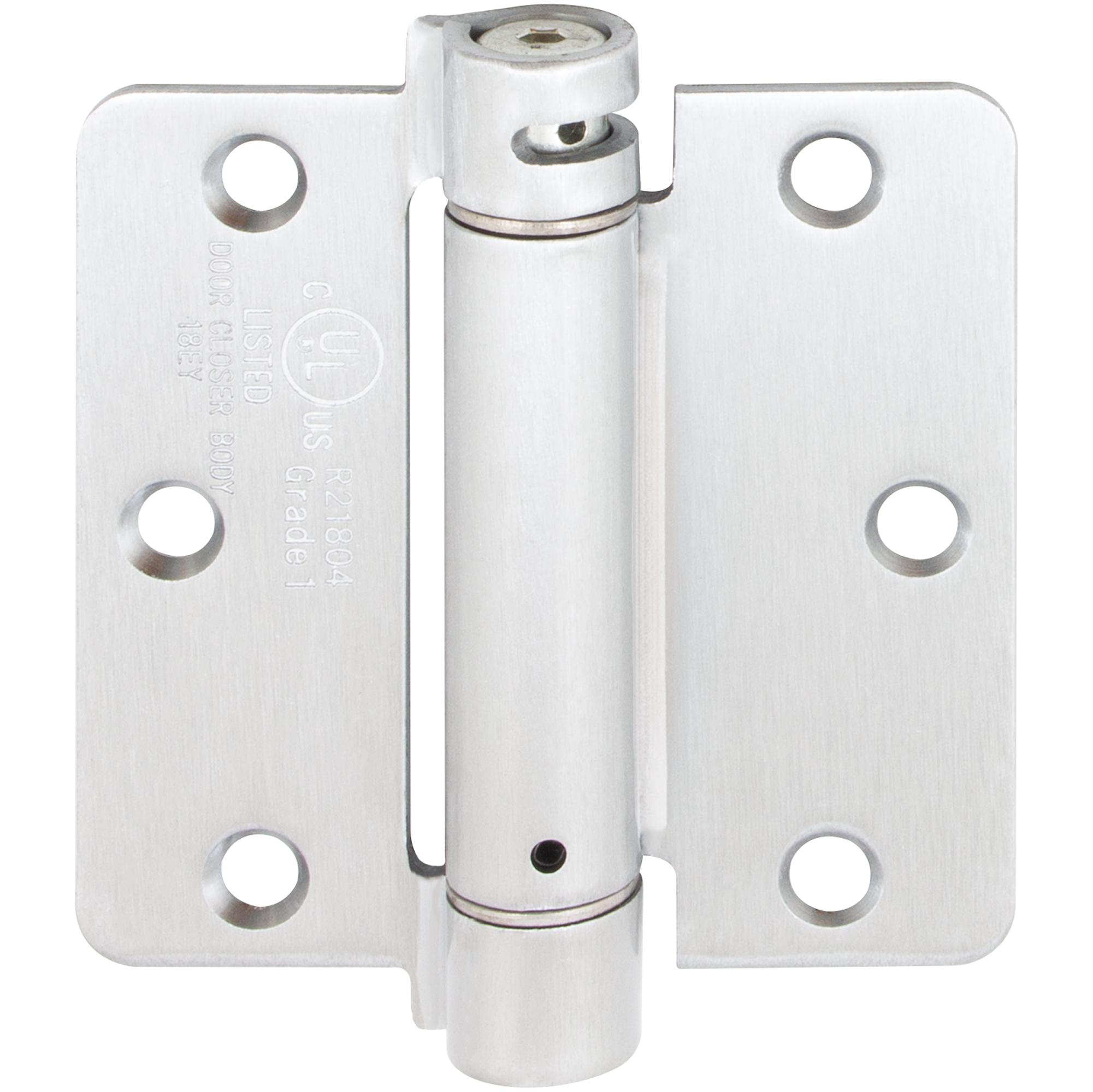 Stone Harbor Hardware Adjustable Spring Hinge, 3-1/2 Inches, 1/4" Radius Corner, Satin Chrome