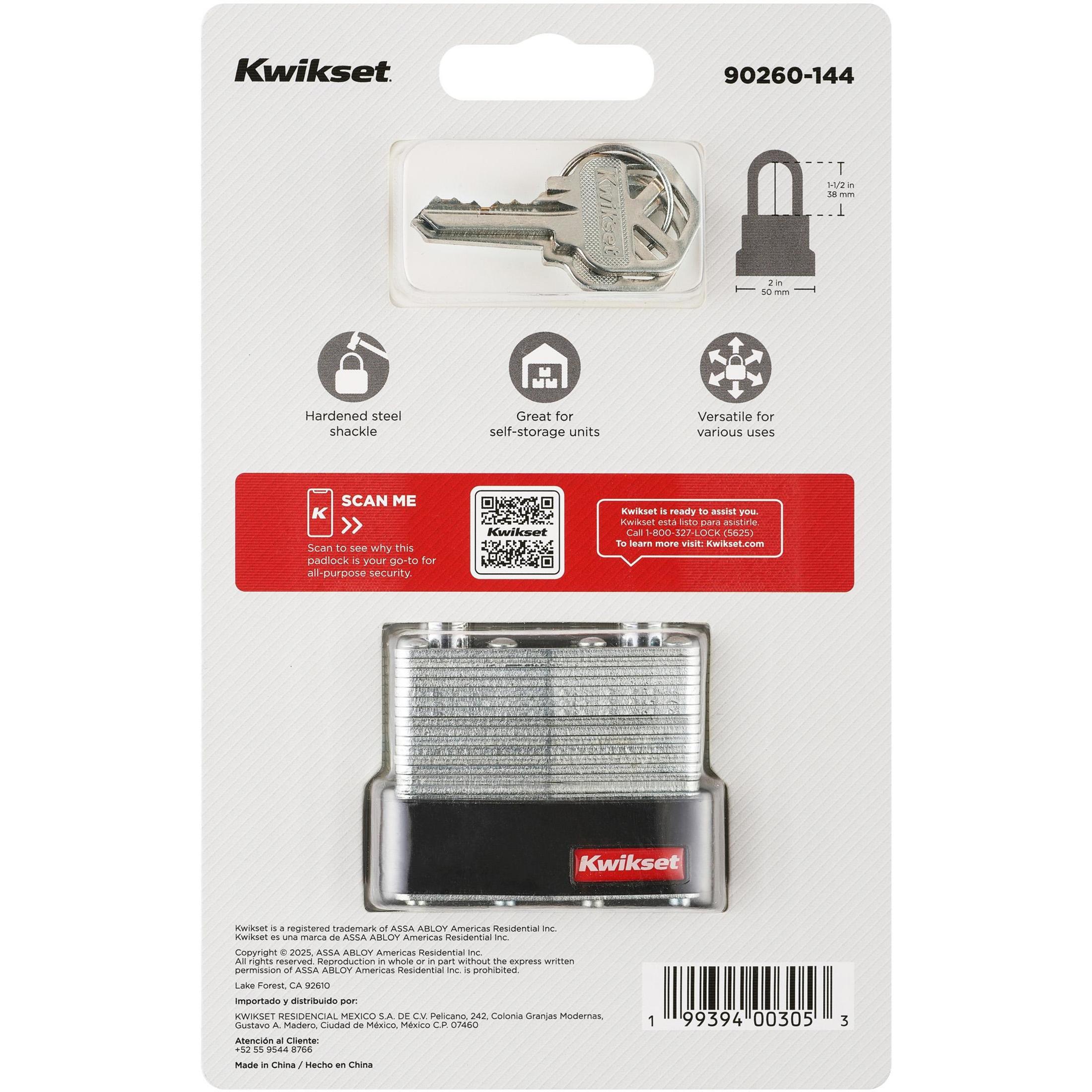Kwikset 2" Laminated Padlock with 1-1/2" Shackle