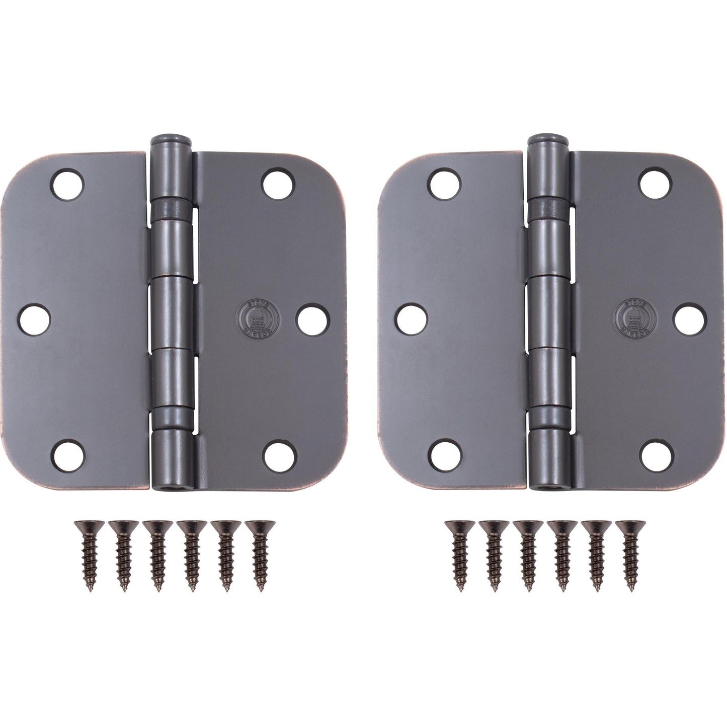 Stone Harbor Hardware 3-1/2" Ball-Bearing Door Hinges, 5/8" Radius Corner, Vintage Bronze, 2-Pack