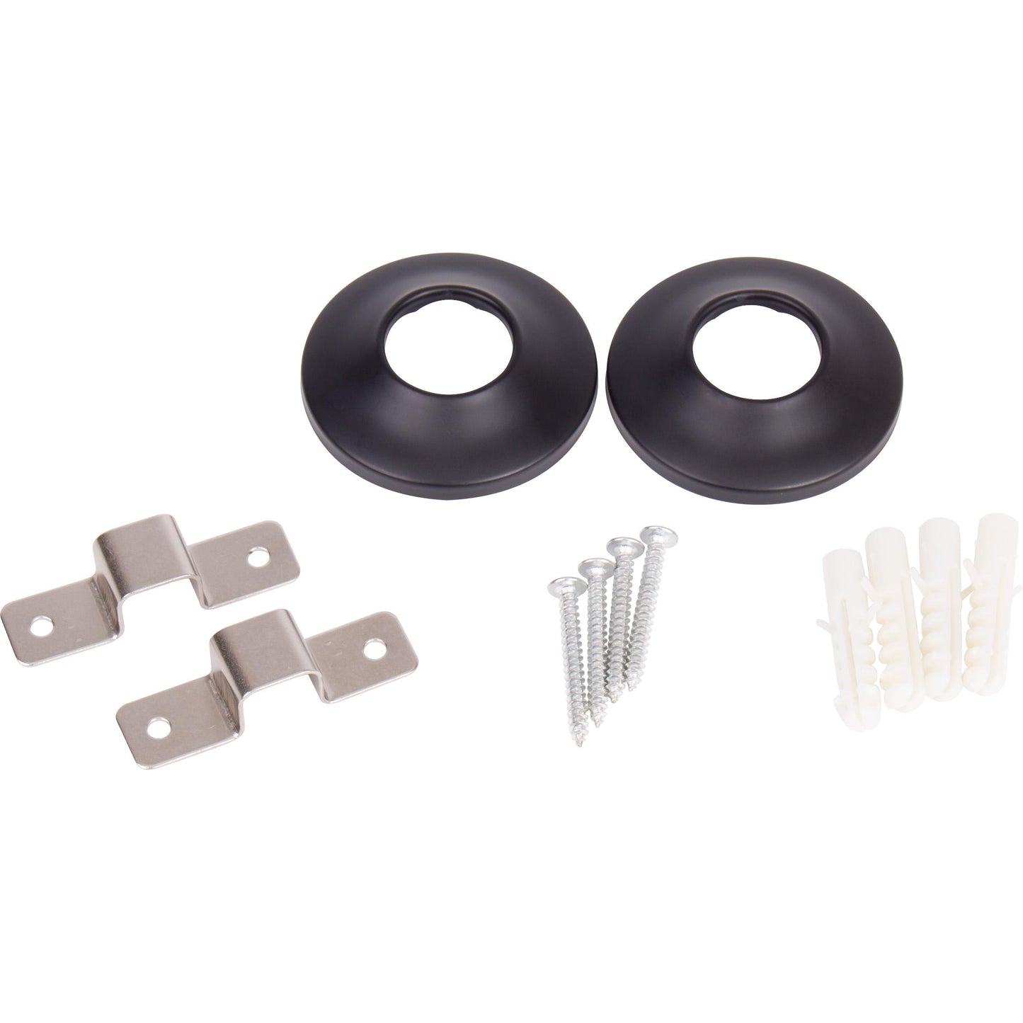 Stone Harbor Hardware Flanges for Straight Shower Rods, Concealed Screws, Matte Black