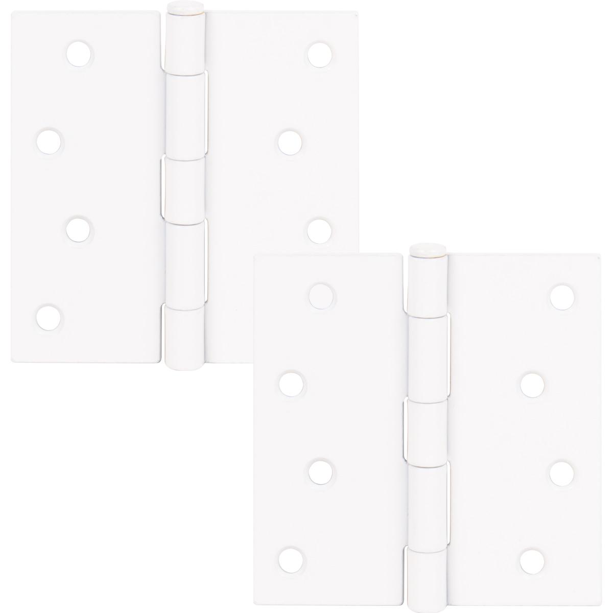 Stone Harbor Hardware 4" Door Hinges, Square Corner, White, 2-Pack