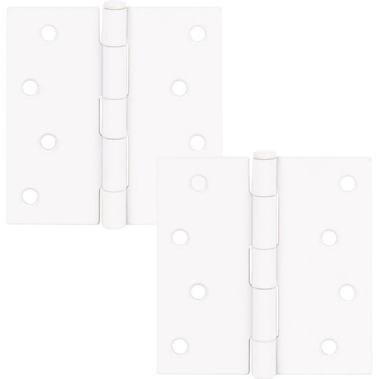 Stone Harbor Hardware 4" Door Hinges, Square Corner, White, 2-Pack