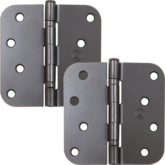 Stone Harbor Hardware 4" Ball-Bearing Door Hinges, 5/8" Radius Corner, Vintage Bronze, 2-Pack