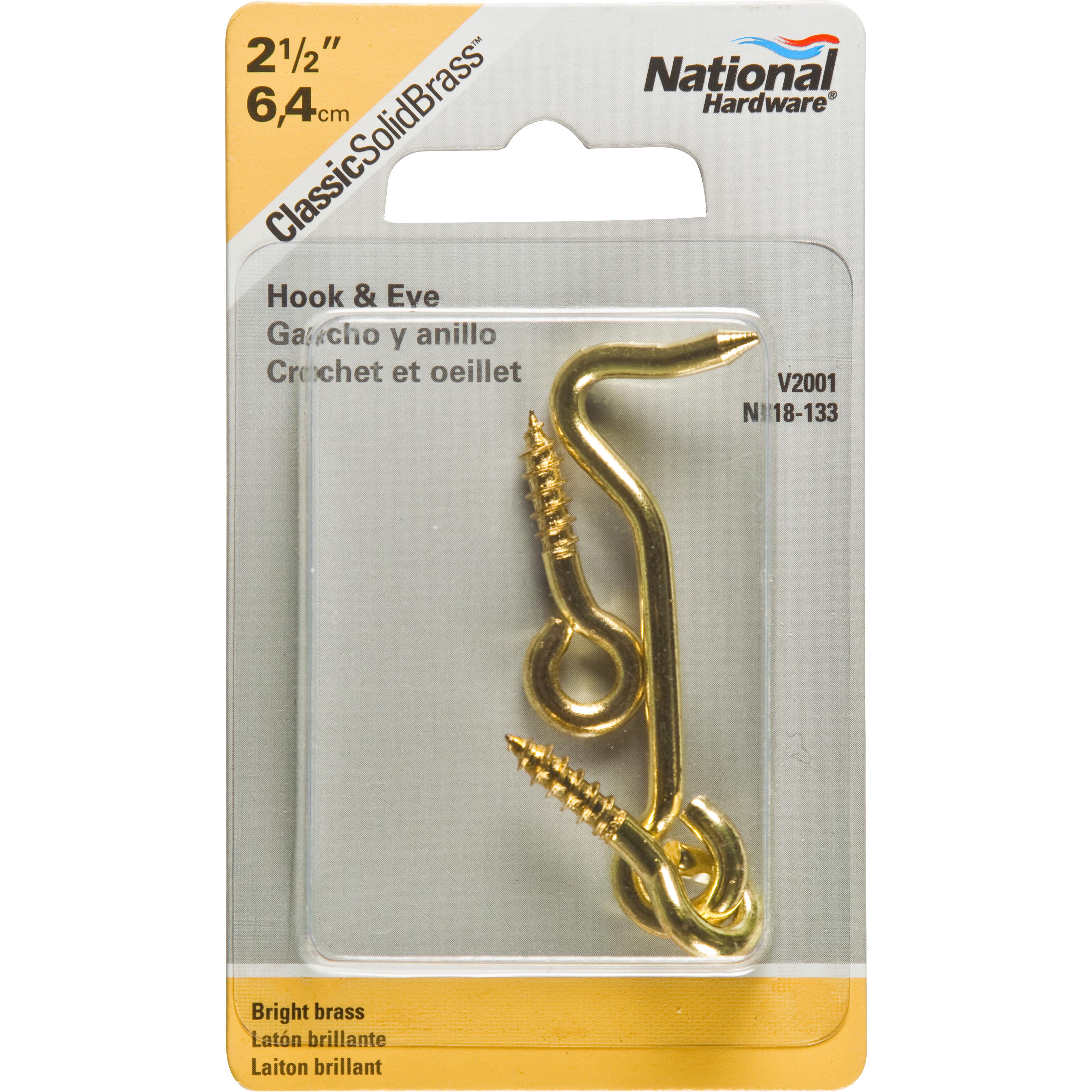 National Hardware - N118-133 V2001 2-1/2" Hook & Eye in Polished Brass