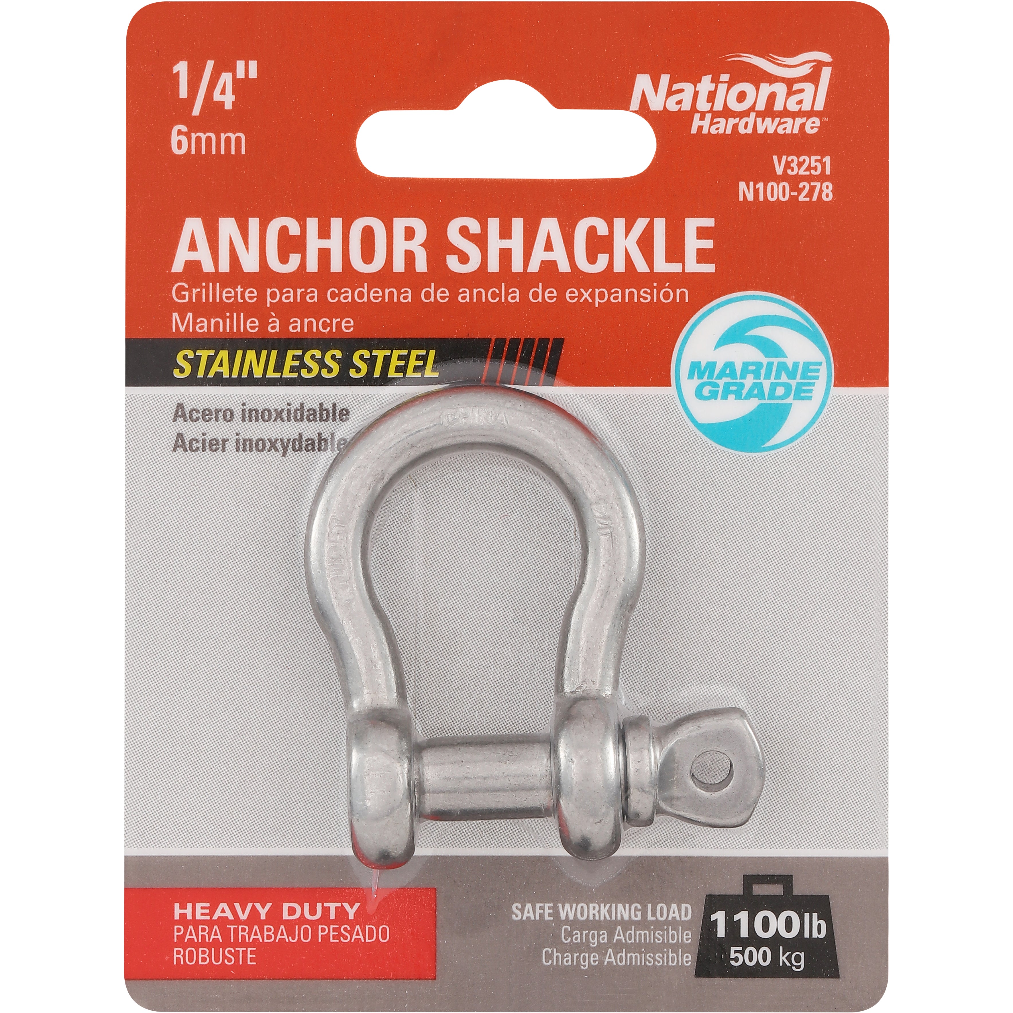 V3251 1/4" Anchor Shackle - Stainless Steel