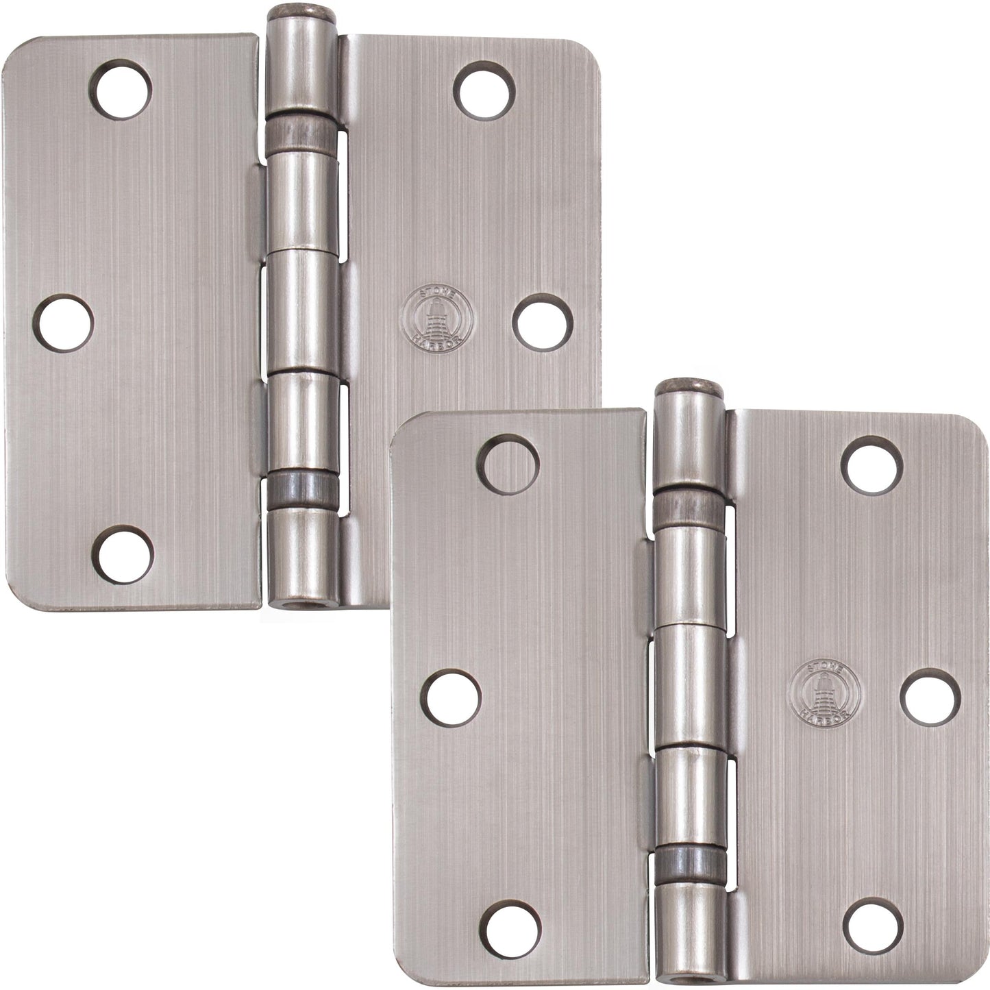 Stone Harbor Hardware 3-1/2" Ball-Bearing Door Hinges, 1/4" Radius Corner, Antique Nickel, 2-Pack