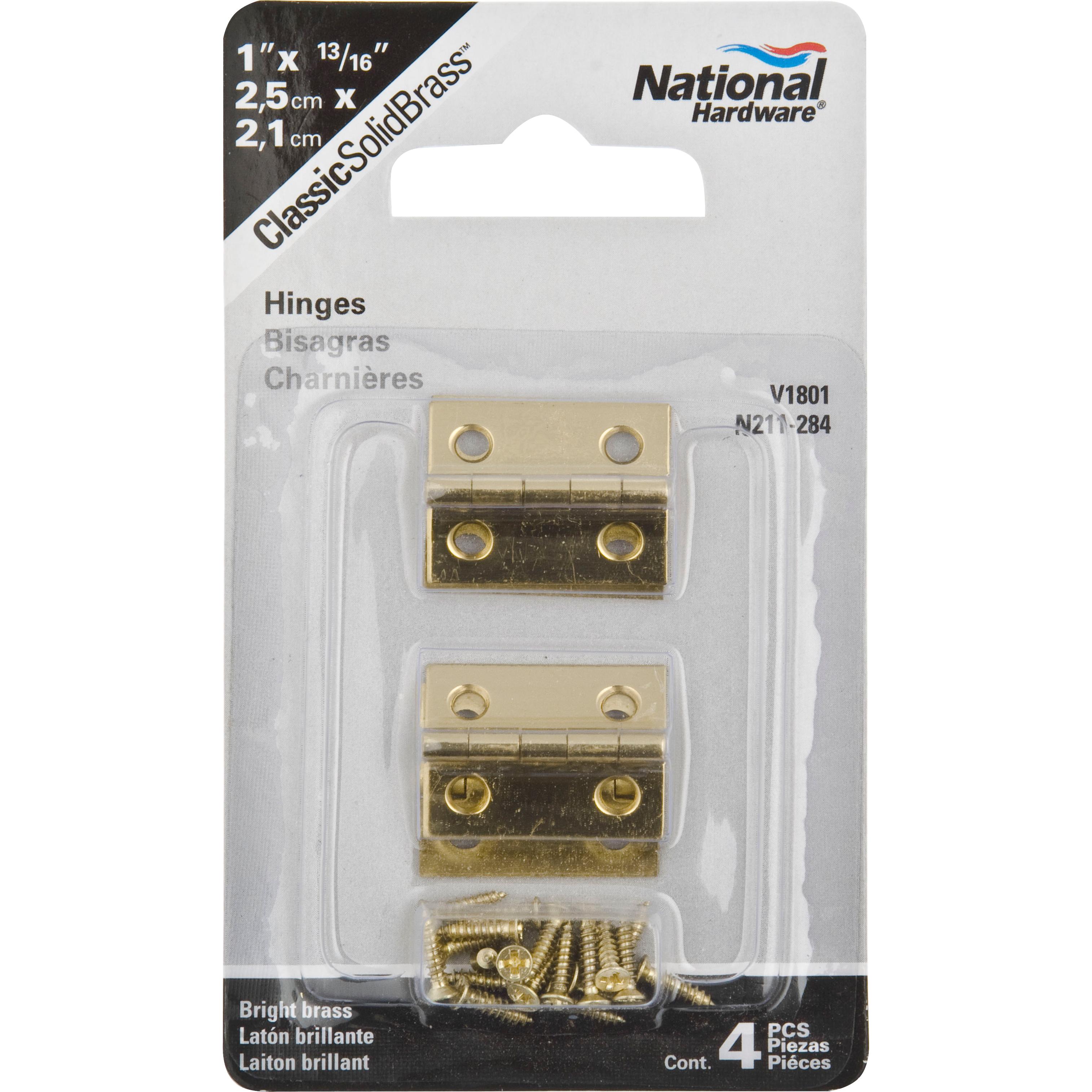 National Hardware -N211-284 V1801 1" x 13/16" Hinge - Polished Brass, 4 pack