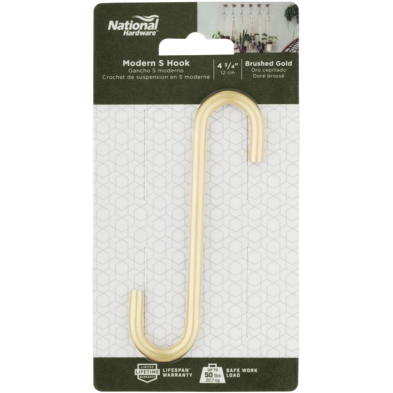 National Hardware - N275-515 - V2648 - Modern S Hook Small in Brushed Gold
