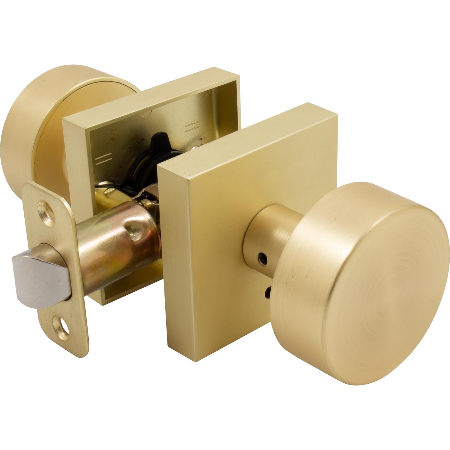 Stone Harbor Hardware Bonn Door Knob with Square Rosette, Privacy (Bed/Bath) Latch, Satin Brass