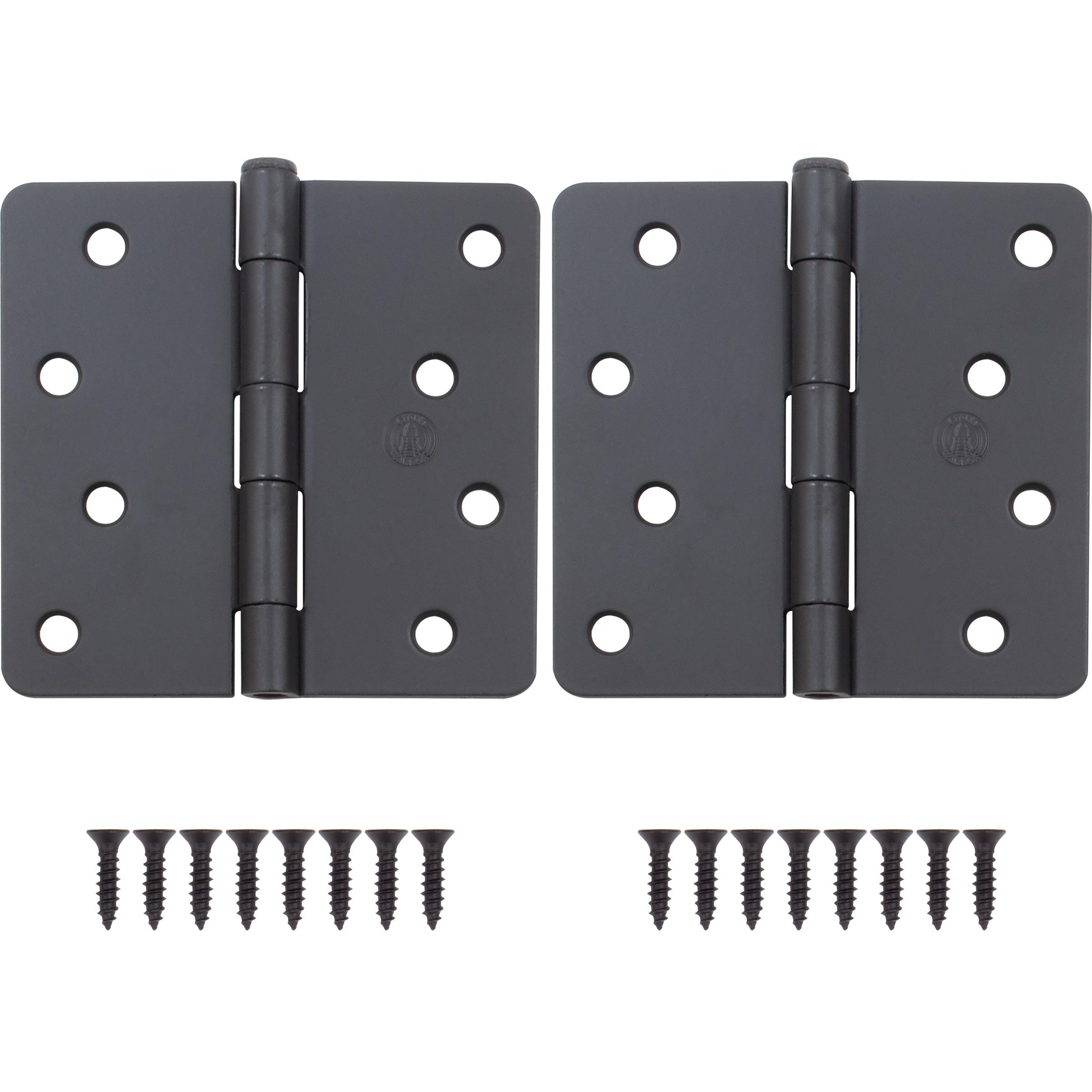 Stone Harbor Hardware 4" Door Hinges, 1/4" Radius Corner, Matte Black, 2-Pack