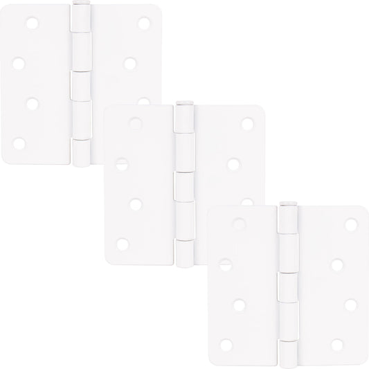 Stone Harbor Hardware 4" Door Hinges, 1/4" Radius Corner, White, 3-Pack