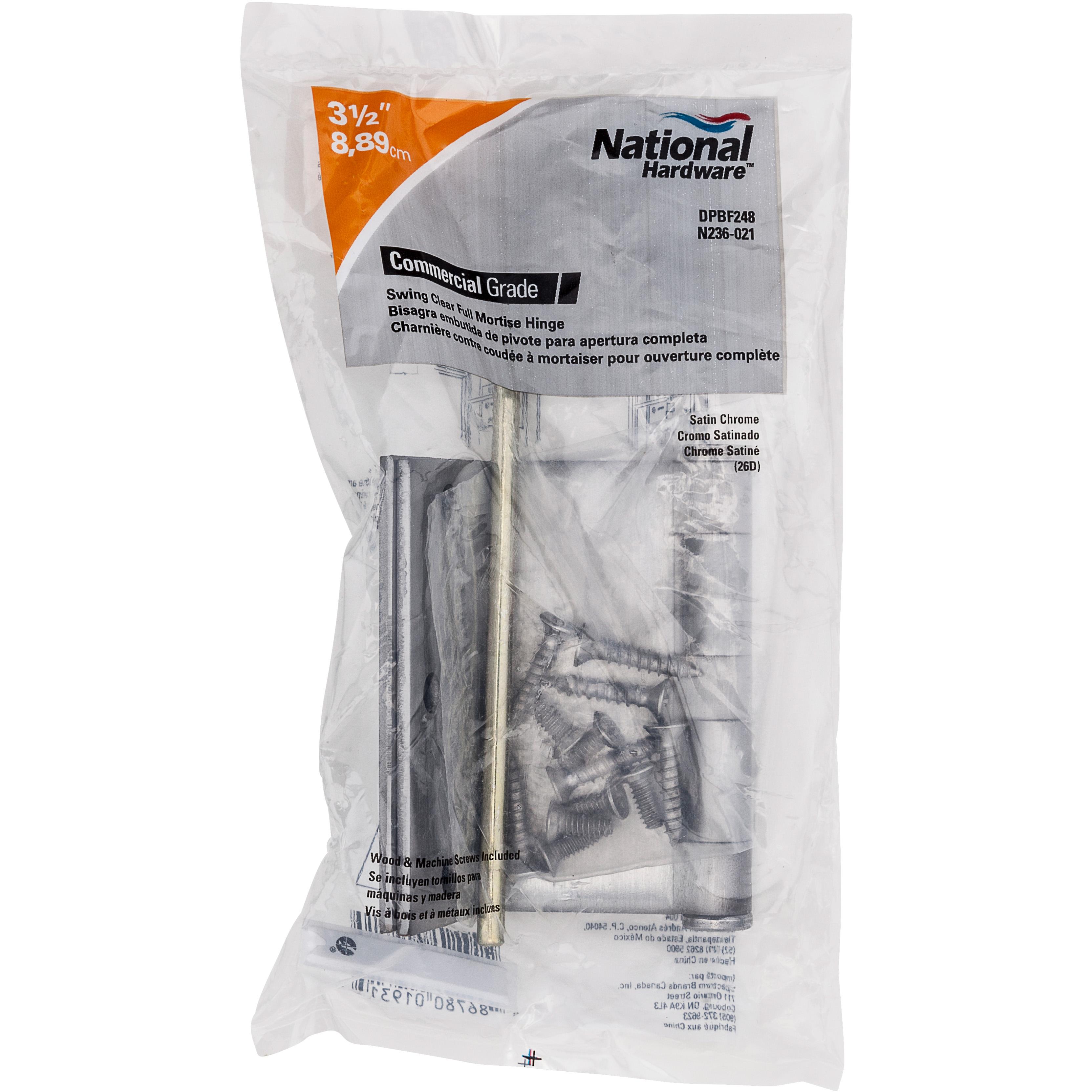 DPBF248 3-1/2" SQR Swing Clear Hinge 1/pk - Satin Chrome