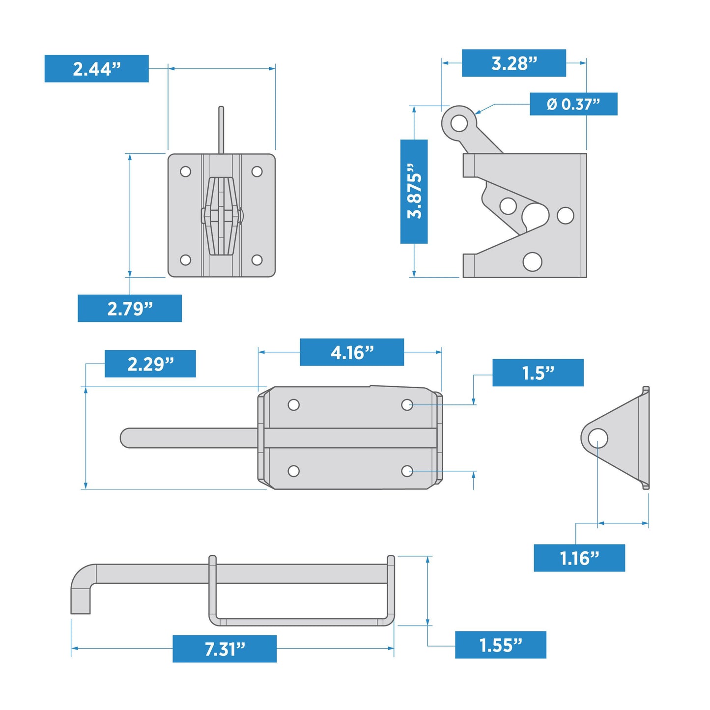 V1121 Heavy Duty Gate Latch - Black