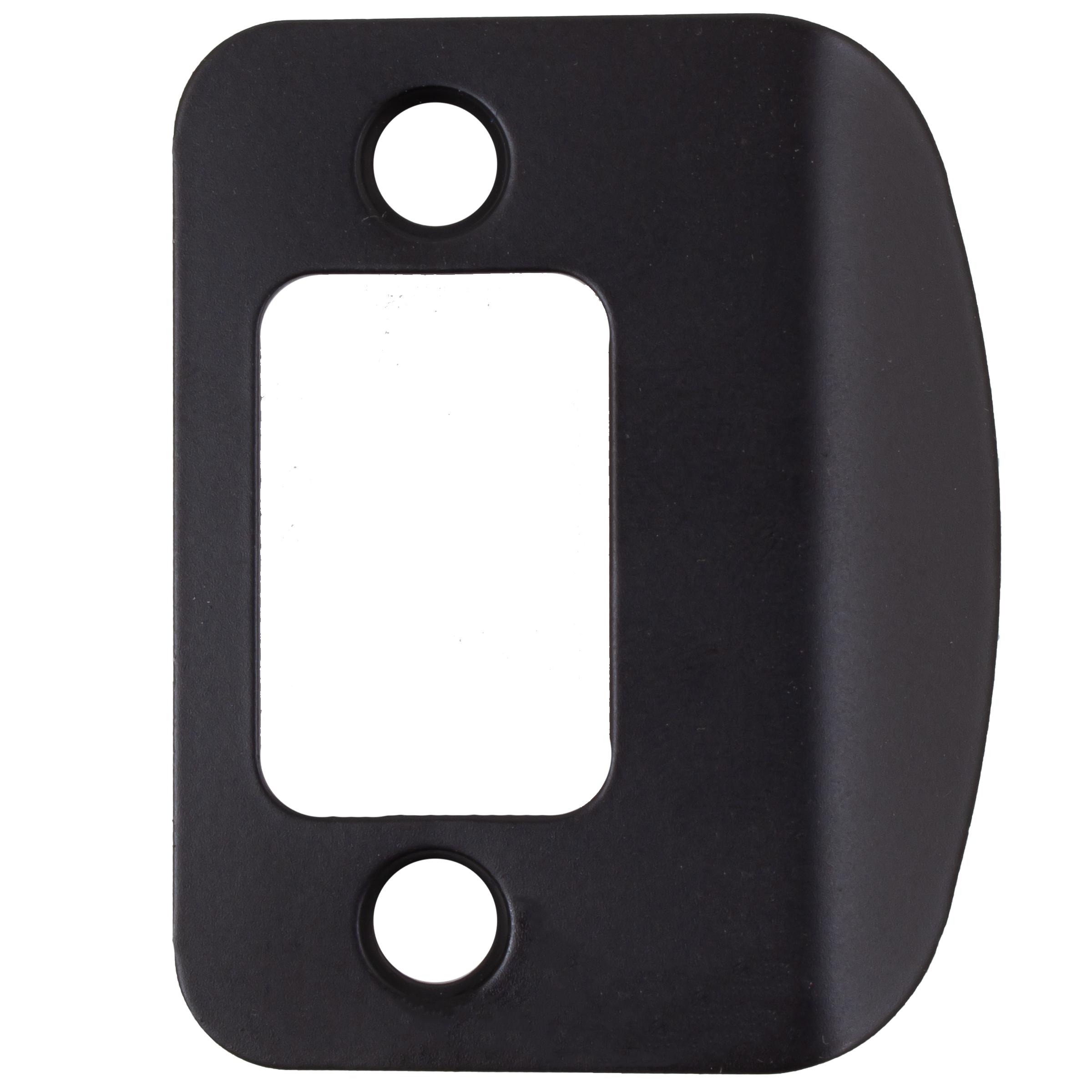 Stone Harbor Hardware Full Lip Round Corner Deadbolt Strike Plate, 2-1/4 Inches, 1-5/8" Center-to-Center, Matte Black