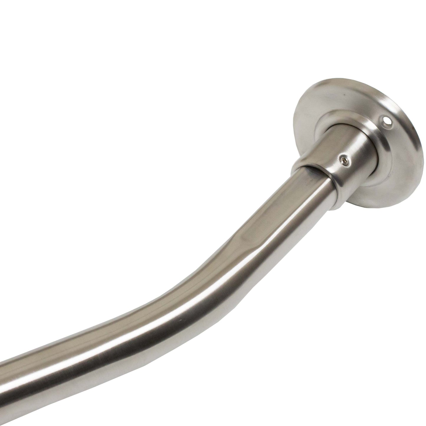Stone Harbor Hardware Curved Shower Rod, 5 Feet, 3" Diameter Rose, Exposed Screws, Satin Stainless Steel