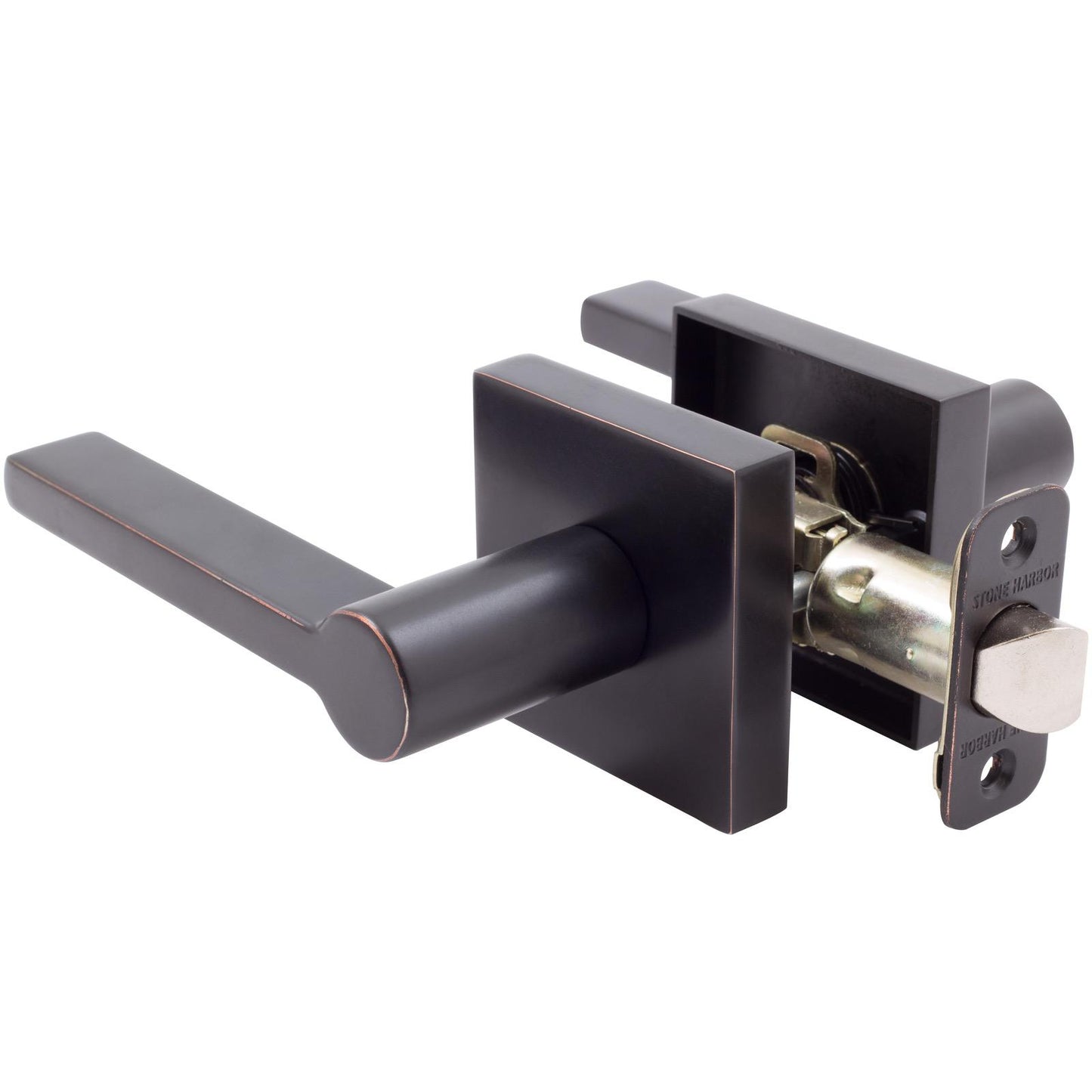 Stone Harbor Hardware Vienna Door Lever with Square Rosette, Passage (Hall/Closet) Latch, Vintage Bronze