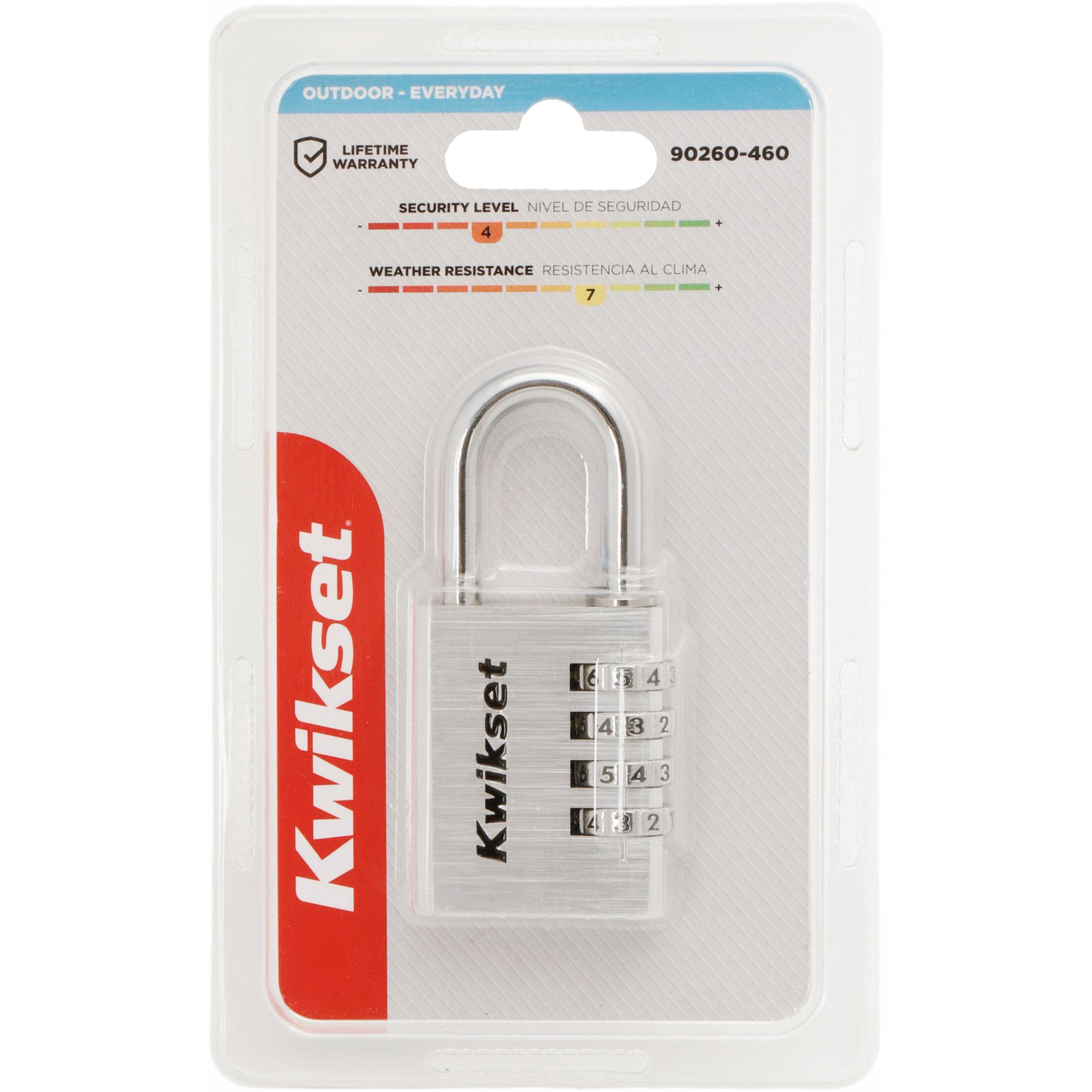 Kwikset 1-1/2" Aluminum Combination Padlock with 1-3/16" Shackle, Silver