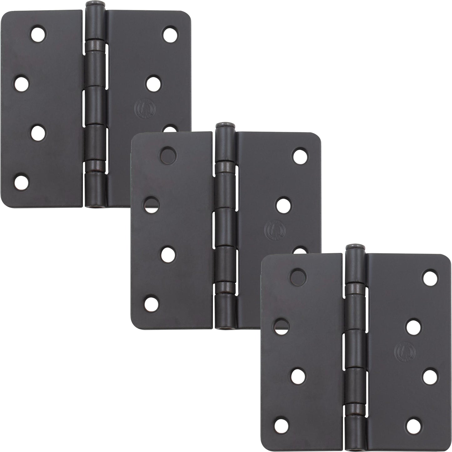 Stone Harbor Hardware 4" Ball-Bearing Door Hinges, 1/4" Radius Corner, Oil-Rubbed Bronze, 3-Pack