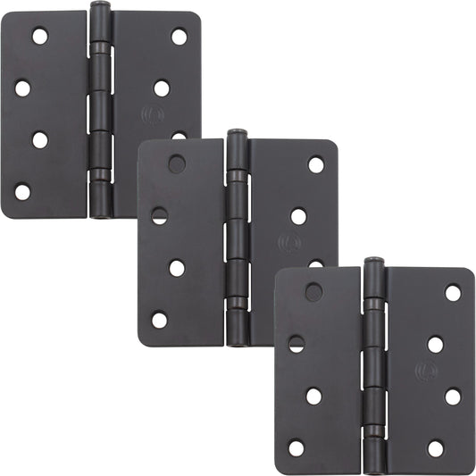 Stone Harbor Hardware 4" Ball-Bearing Door Hinges, 1/4" Radius Corner, Oil-Rubbed Bronze, 3-Pack